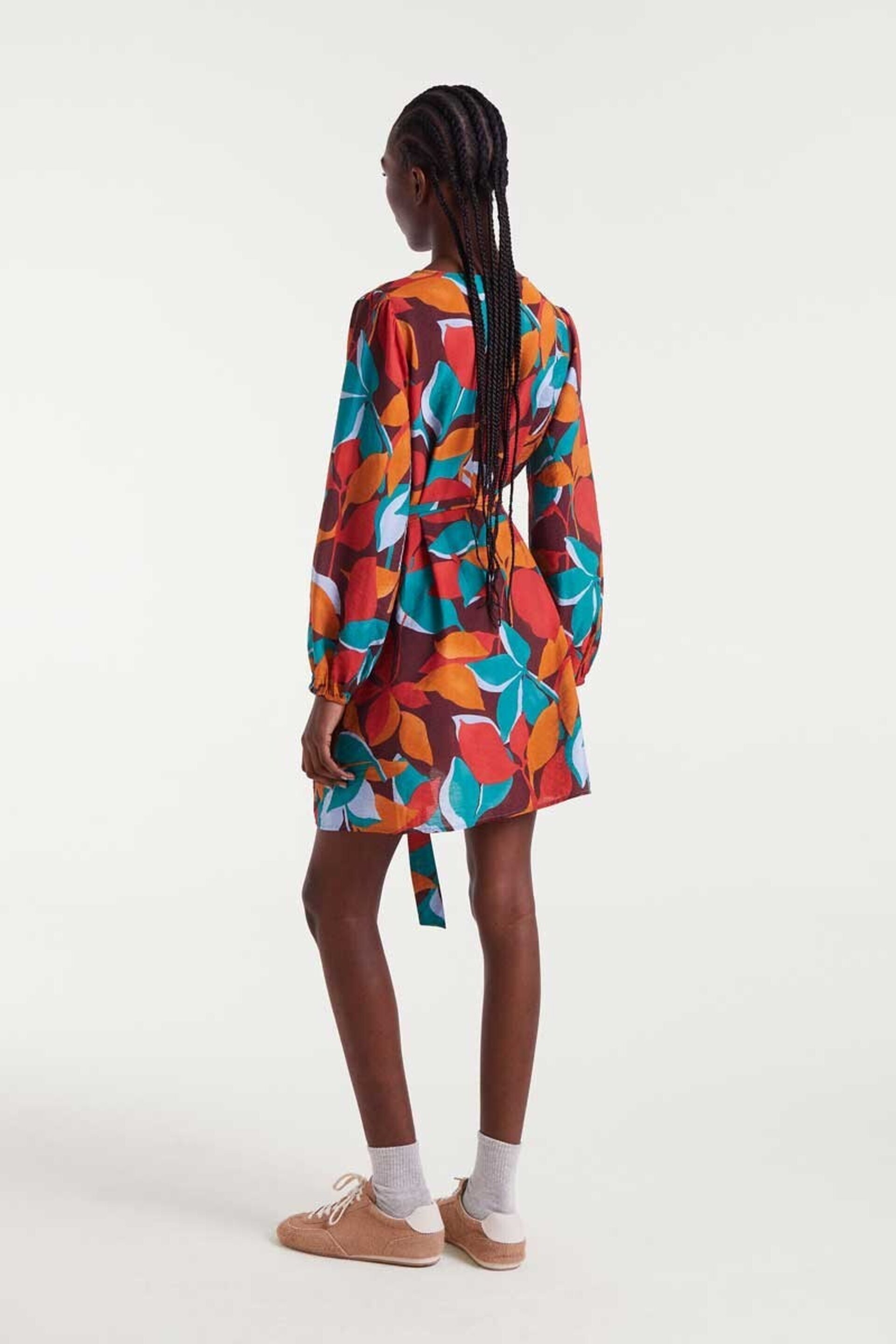 Vestido corto crepé ligero con estampado Ponciana - 3