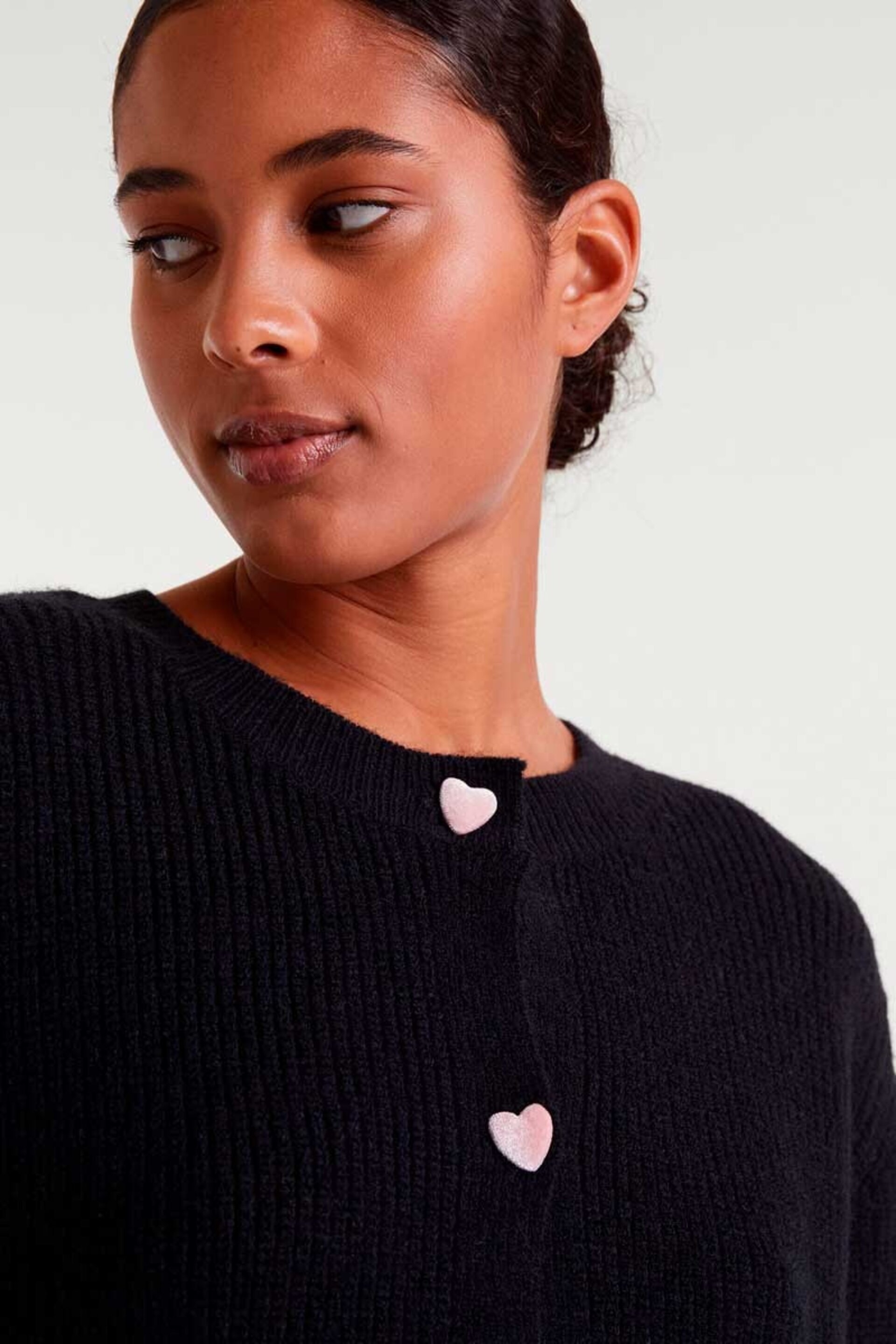 Cardigan punto negro con detalle de corazones compañía fantástica - 2