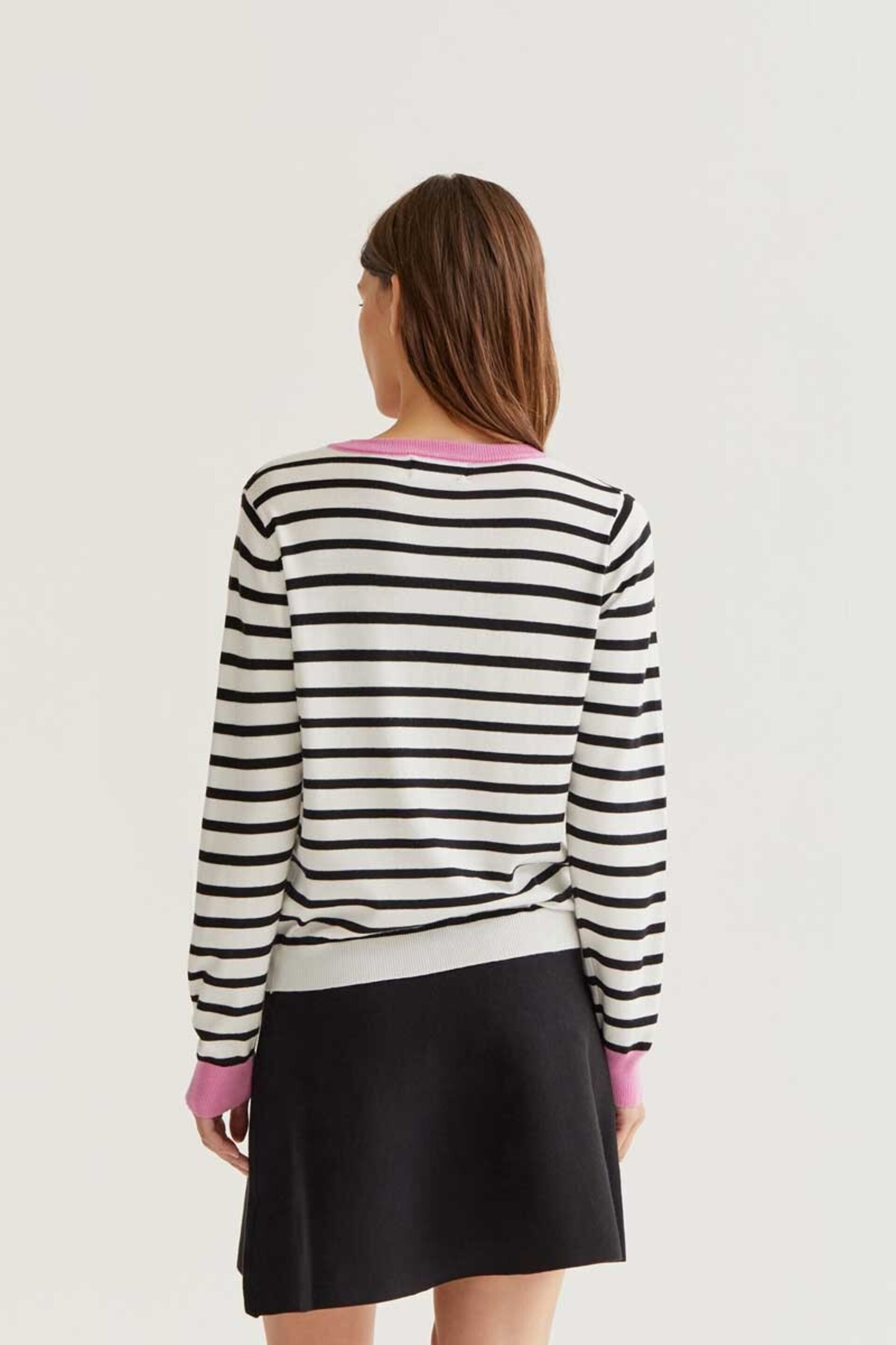 Jersey de punto con estampado de rayas blanco y negro compañía fantástica - 5