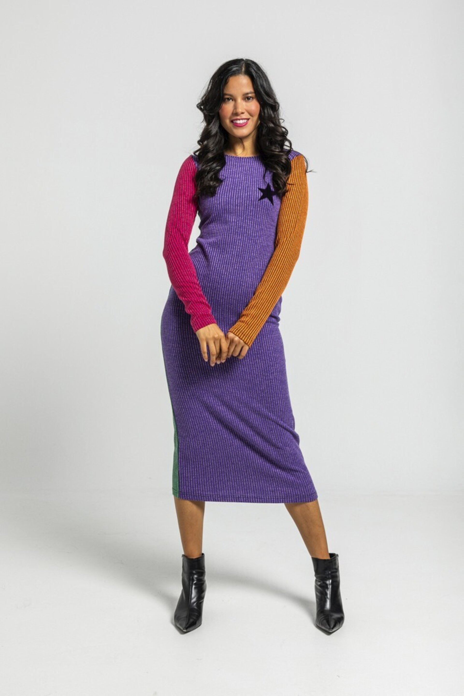 Vestido canalé entallado multicolor caótica de lolina - 1