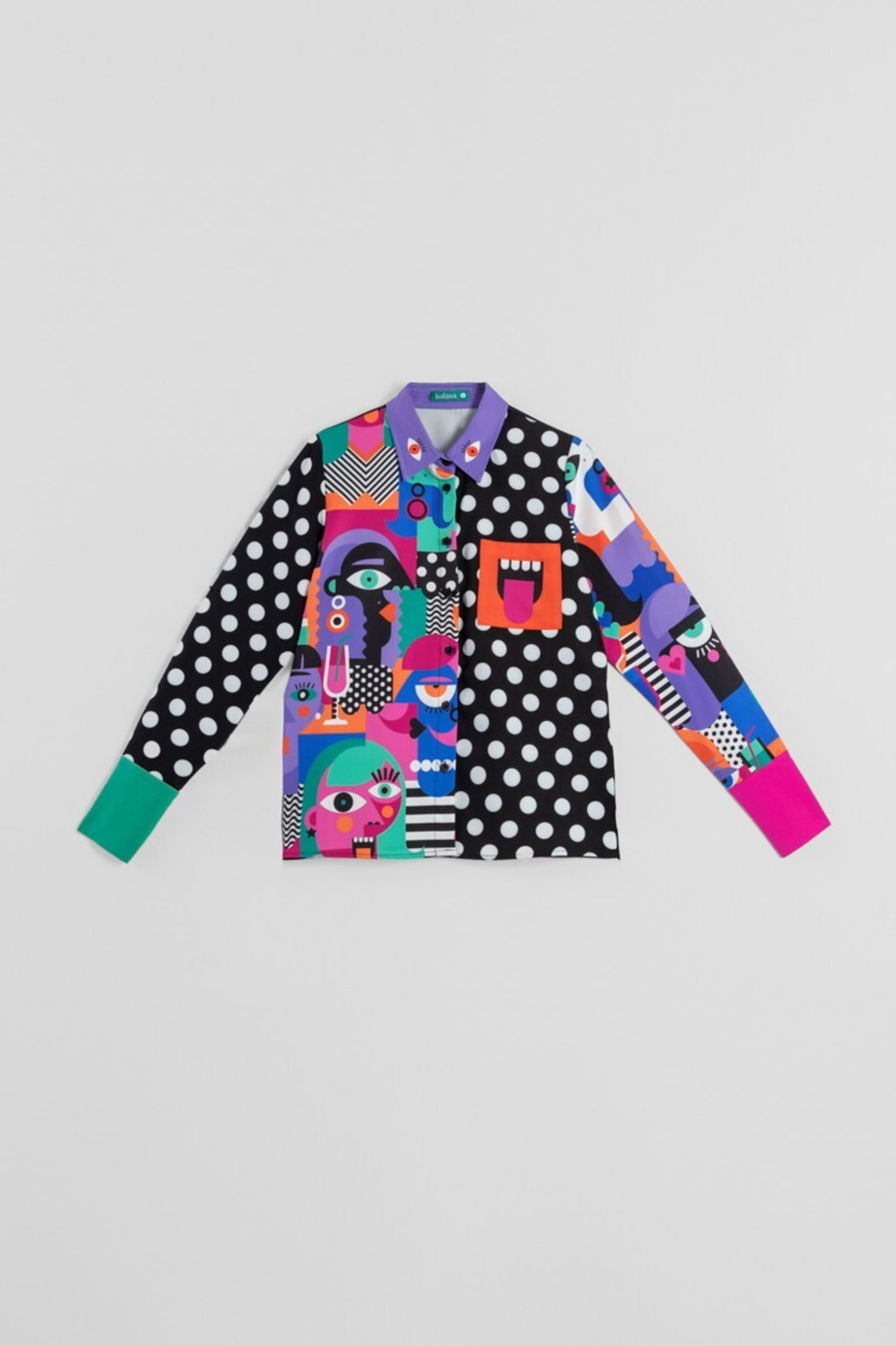 Camisa combinada de estampado geométrico caras Picasso de Lolina - 6
