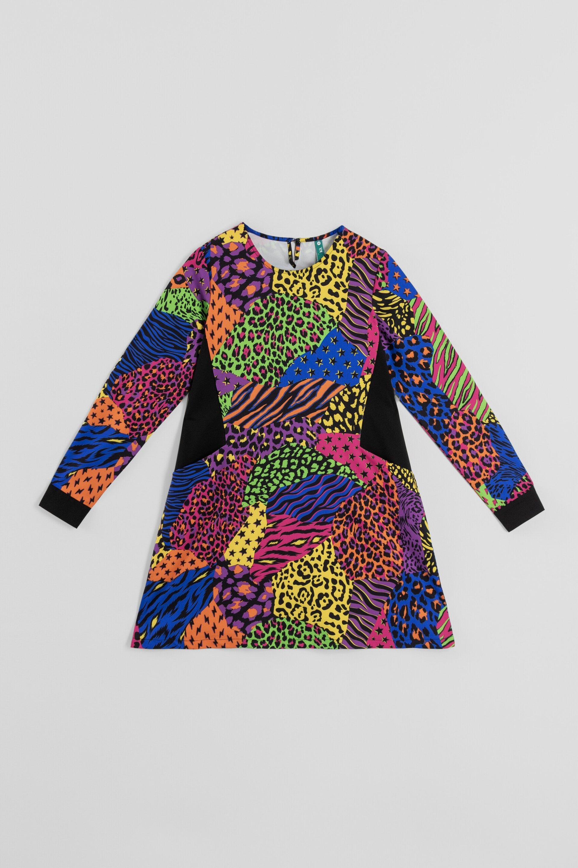 Vestido corte A bolsillos de estampado variado de animal print caótica de Lolina - 6