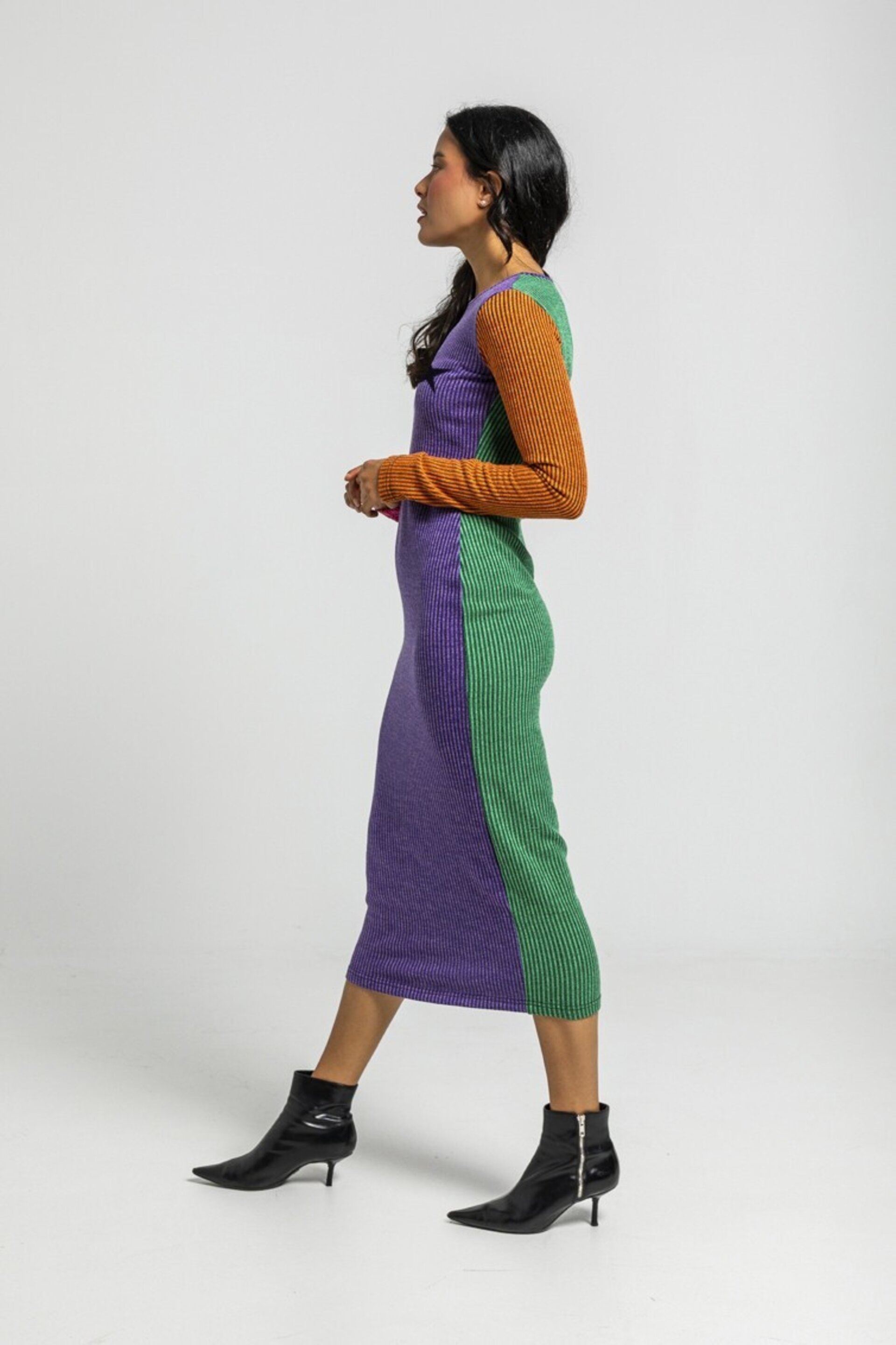 Vestido canalé entallado multicolor caótica de lolina - 4