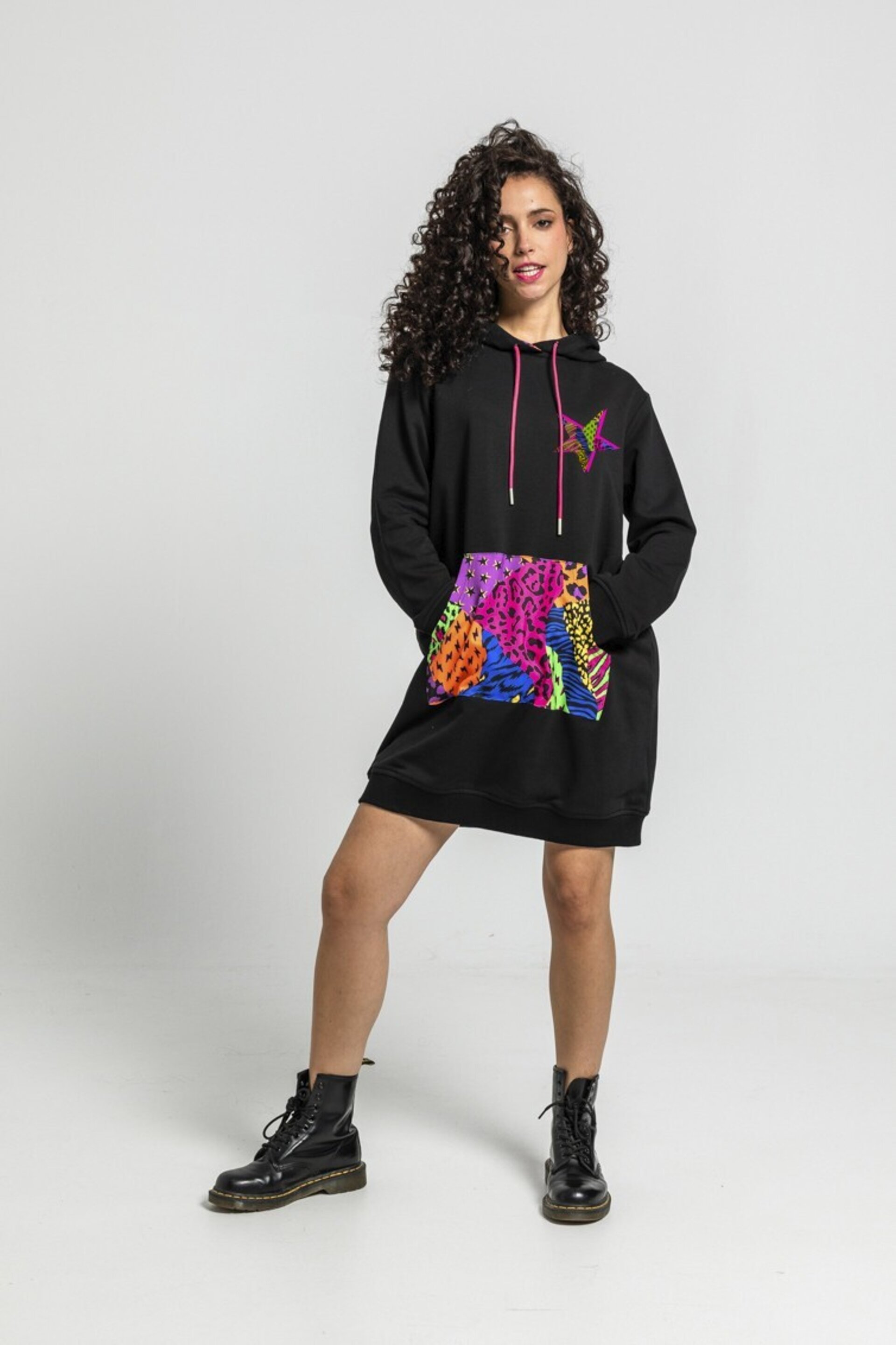 Vestido sudadera de estampado variado de animal print caótica Lolina - 3