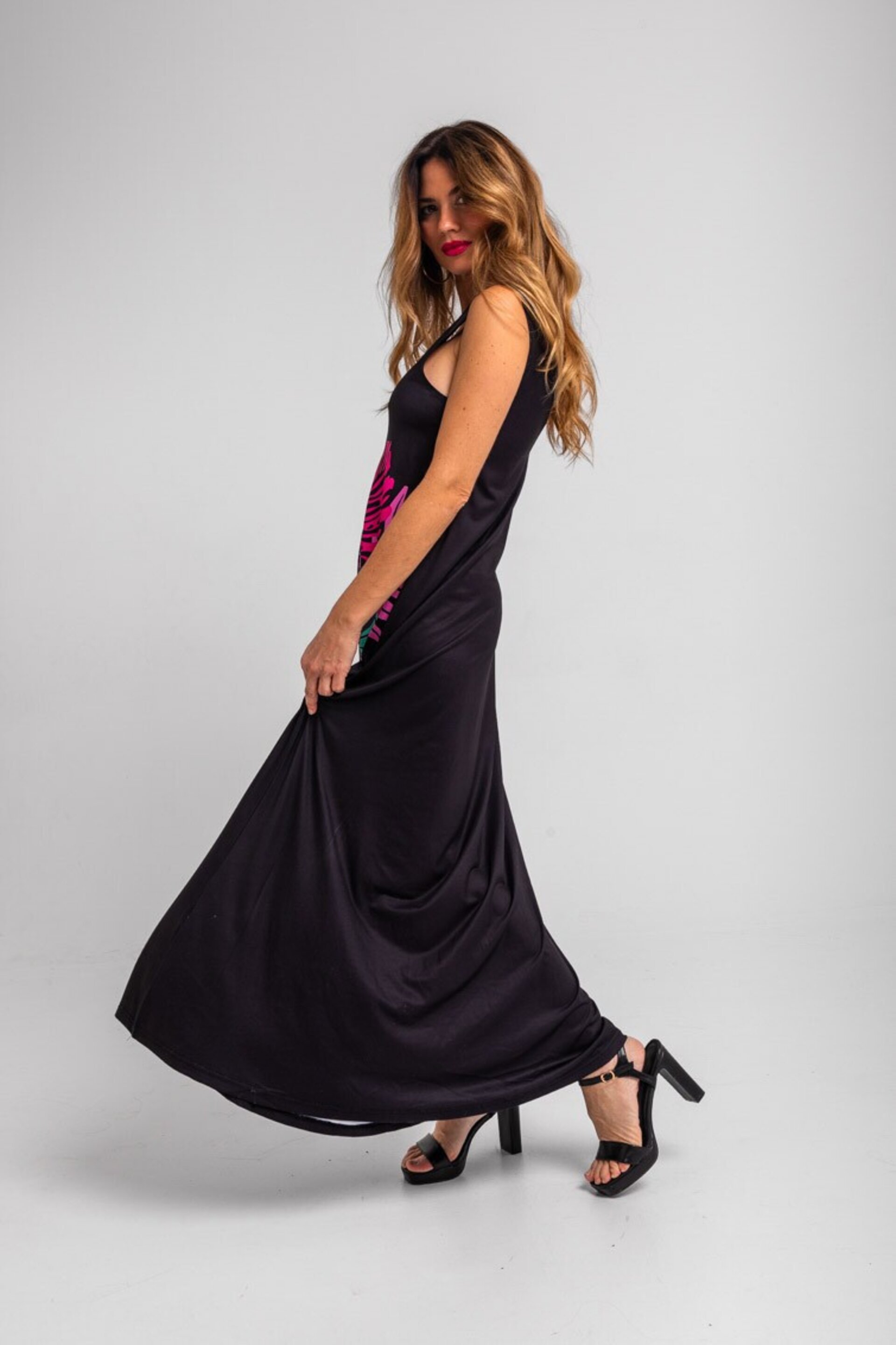 Vestido tirantes de hojas y panteras-nocturna lolina - 5