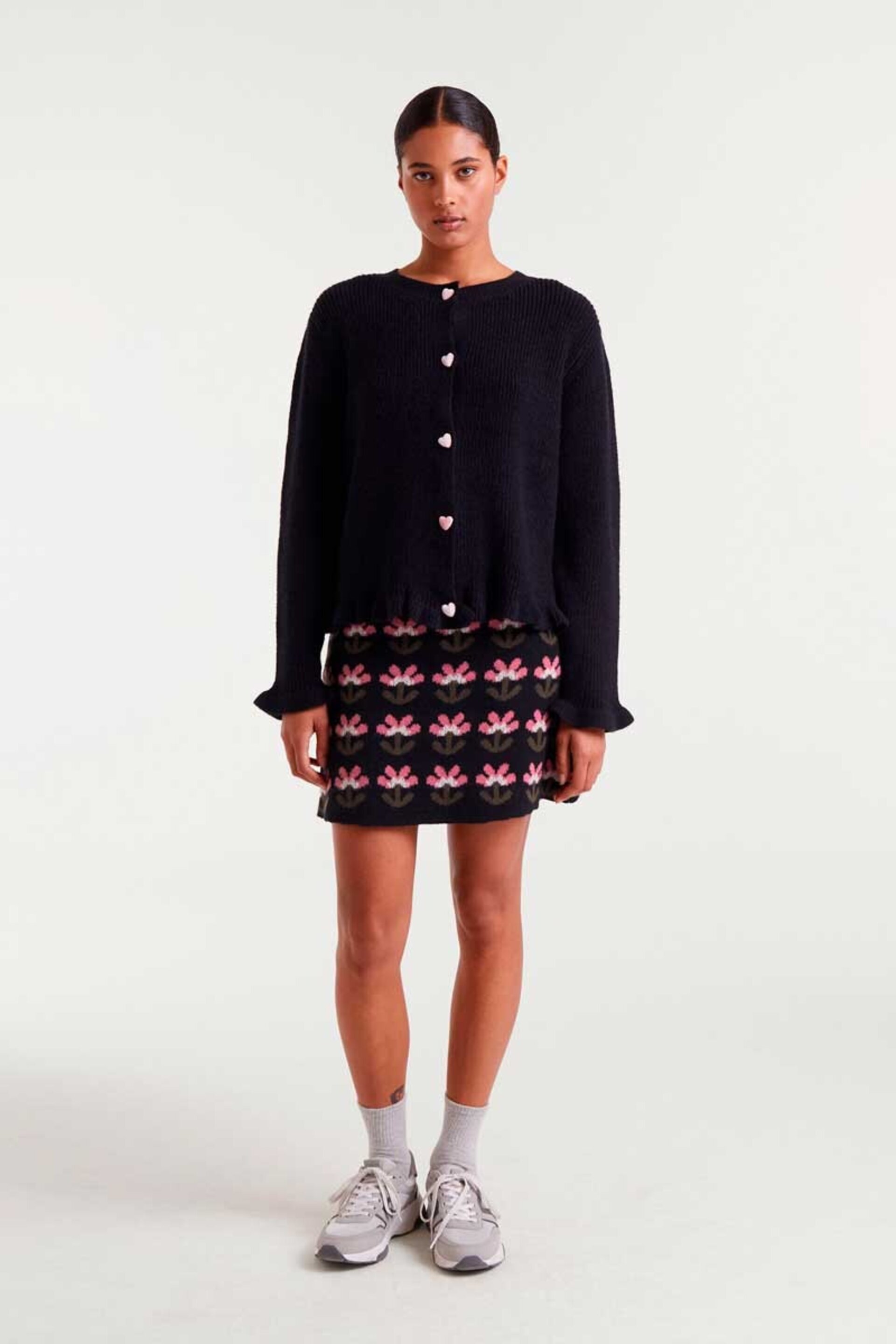 Cardigan punto negro con detalle de corazones compañía fantástica - 3