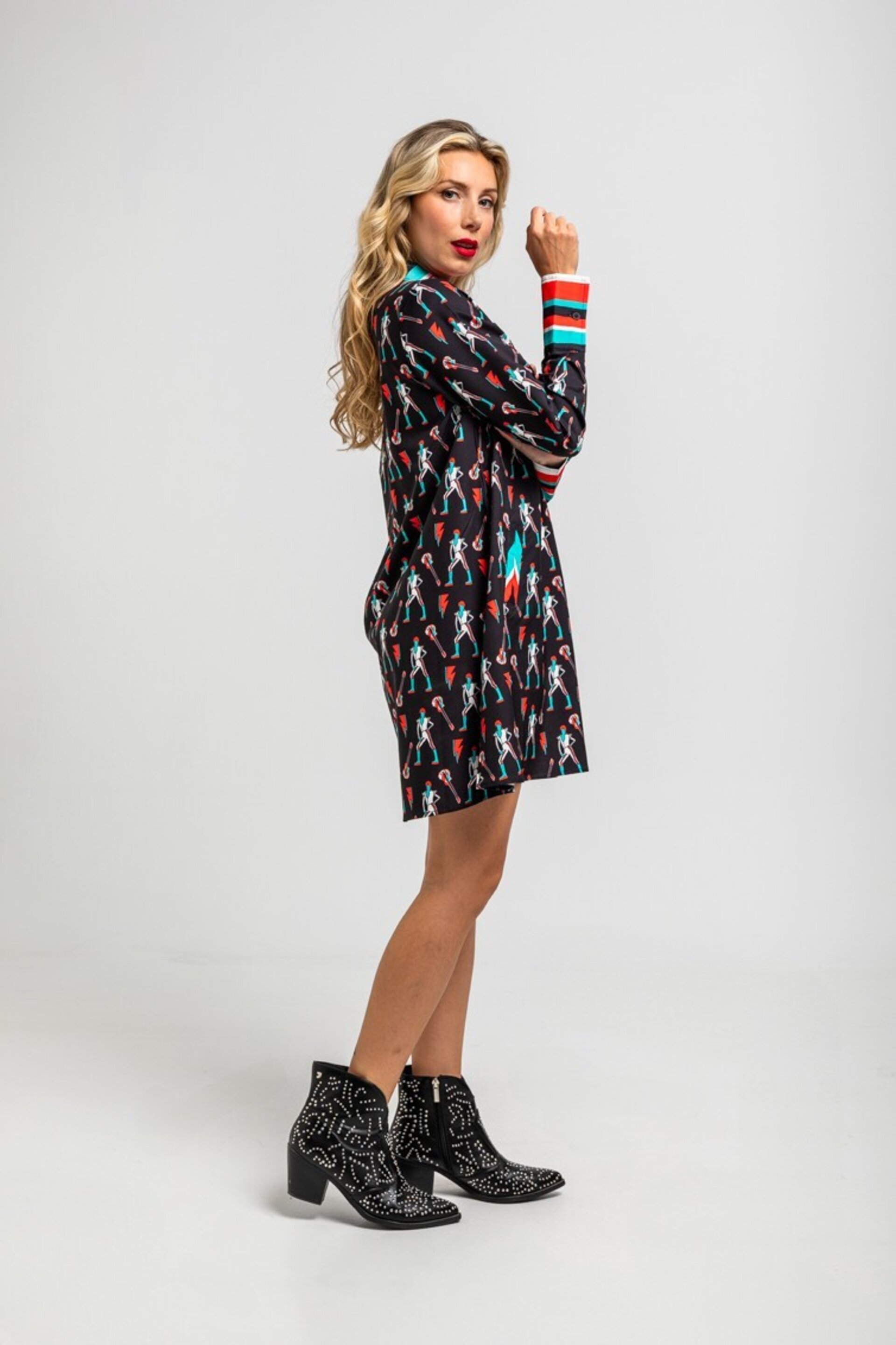 Vestido corte A de estampado de Bowie y rayos de Lolina - 6
