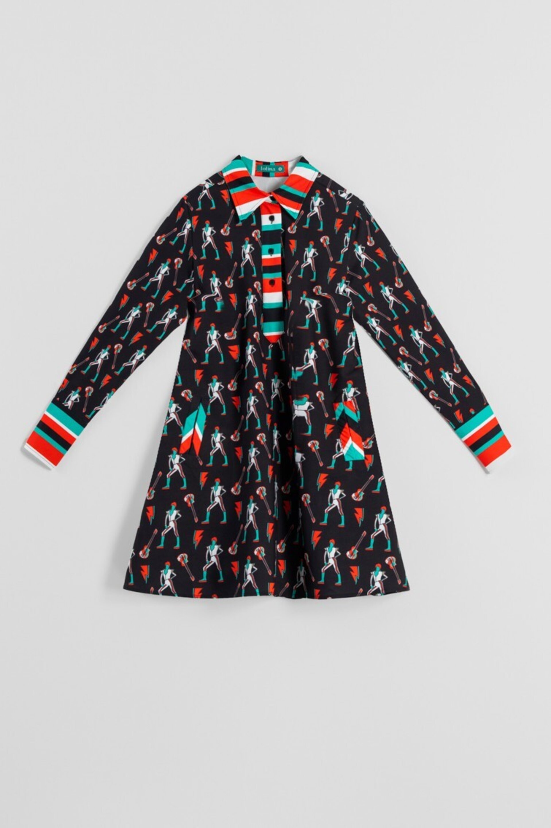 Vestido corte A de estampado de Bowie y rayos de Lolina - 7