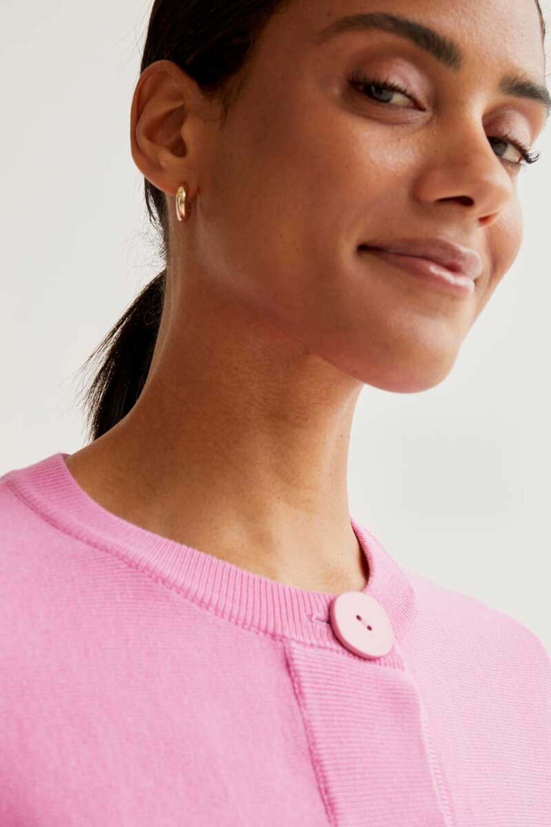 Cardigan punto Botones rosa corte A compañía fantástica - 2