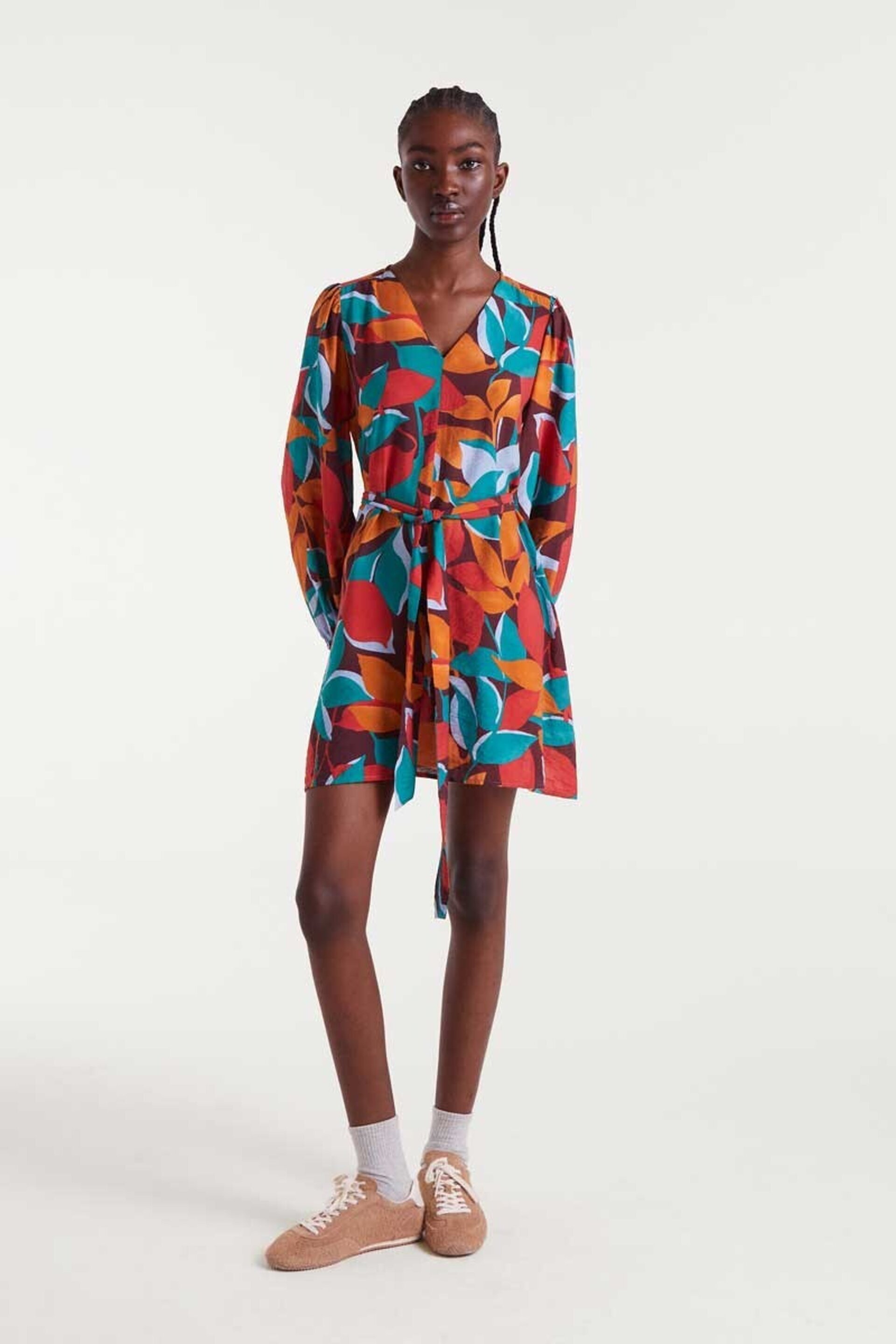 Vestido corto crepé ligero con estampado Ponciana - 1