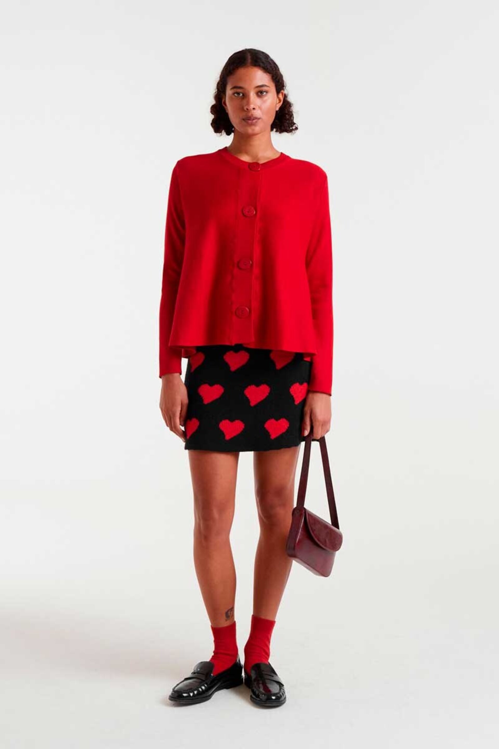 Cardigan de punto de base rojo compañía fantástica - 2