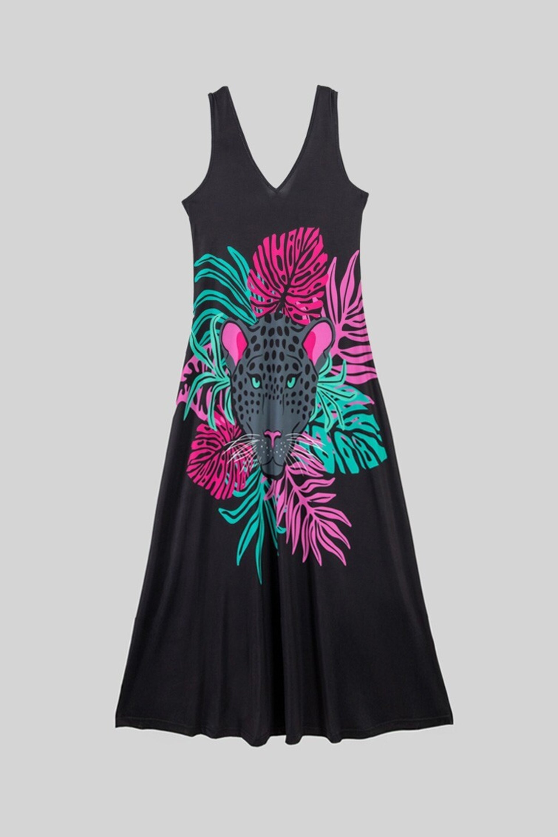 Vestido tirantes de hojas y panteras-nocturna lolina - 8