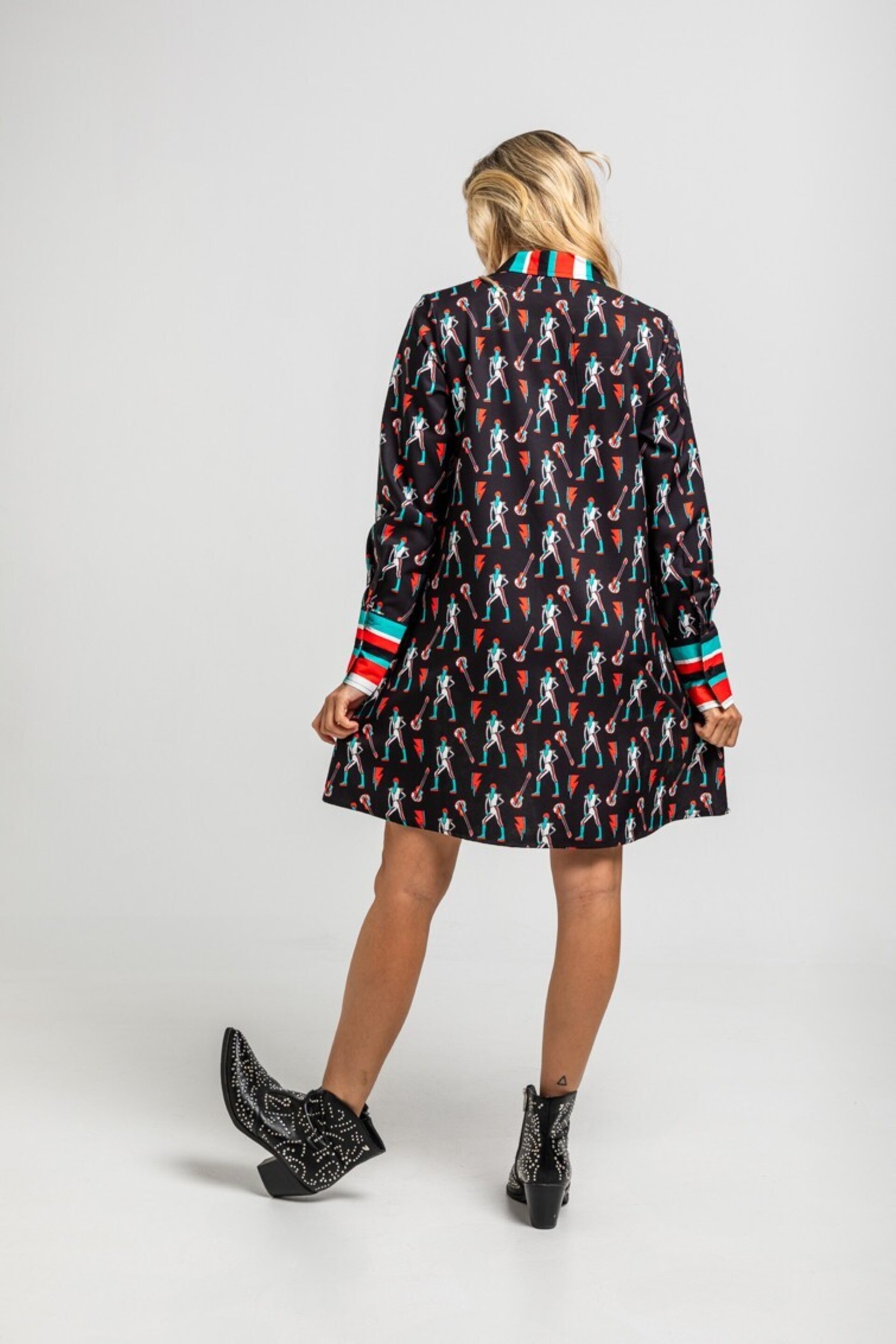 Vestido corte A de estampado de Bowie y rayos de Lolina - 4