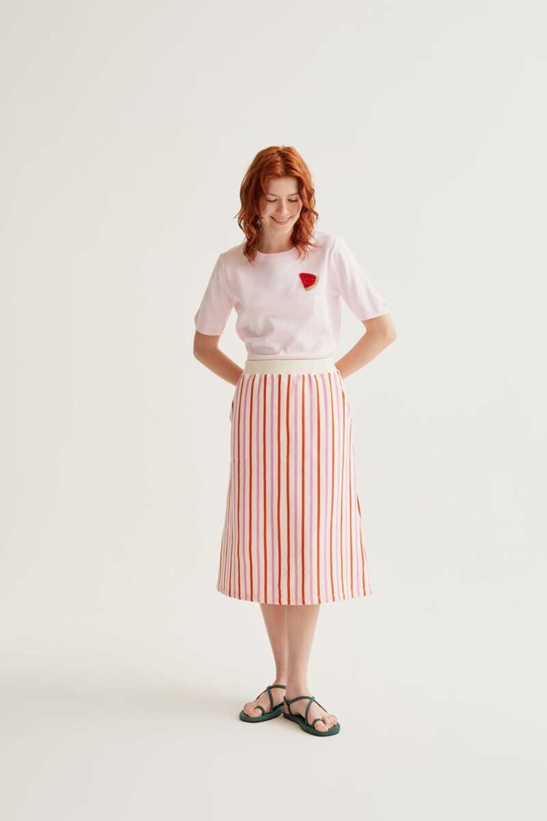 Top de punto rosa con bordado de sandía compañía fantástica - 3