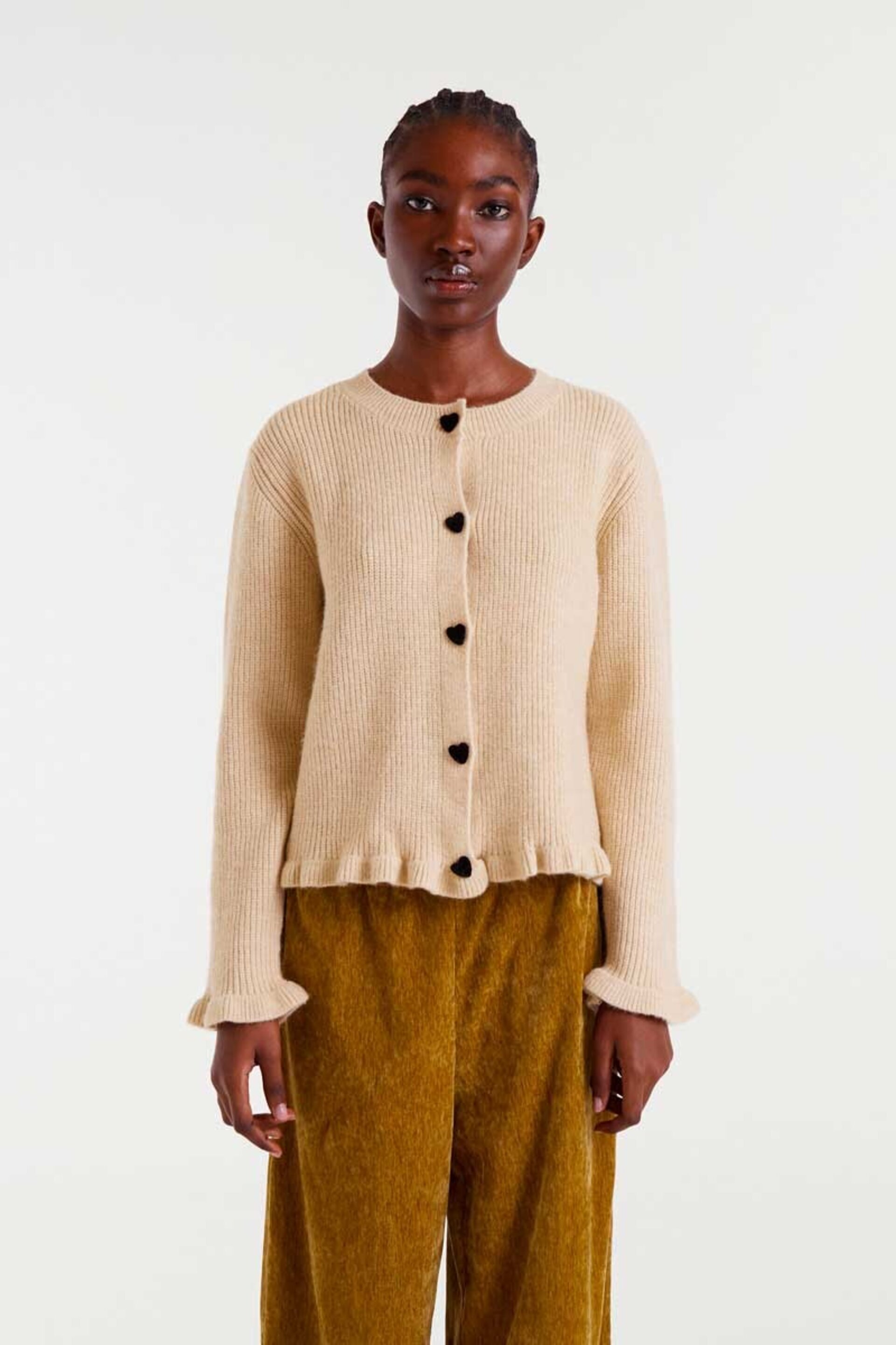 Cardigan punto beige con detalle de corazones compañía fantástica - 3