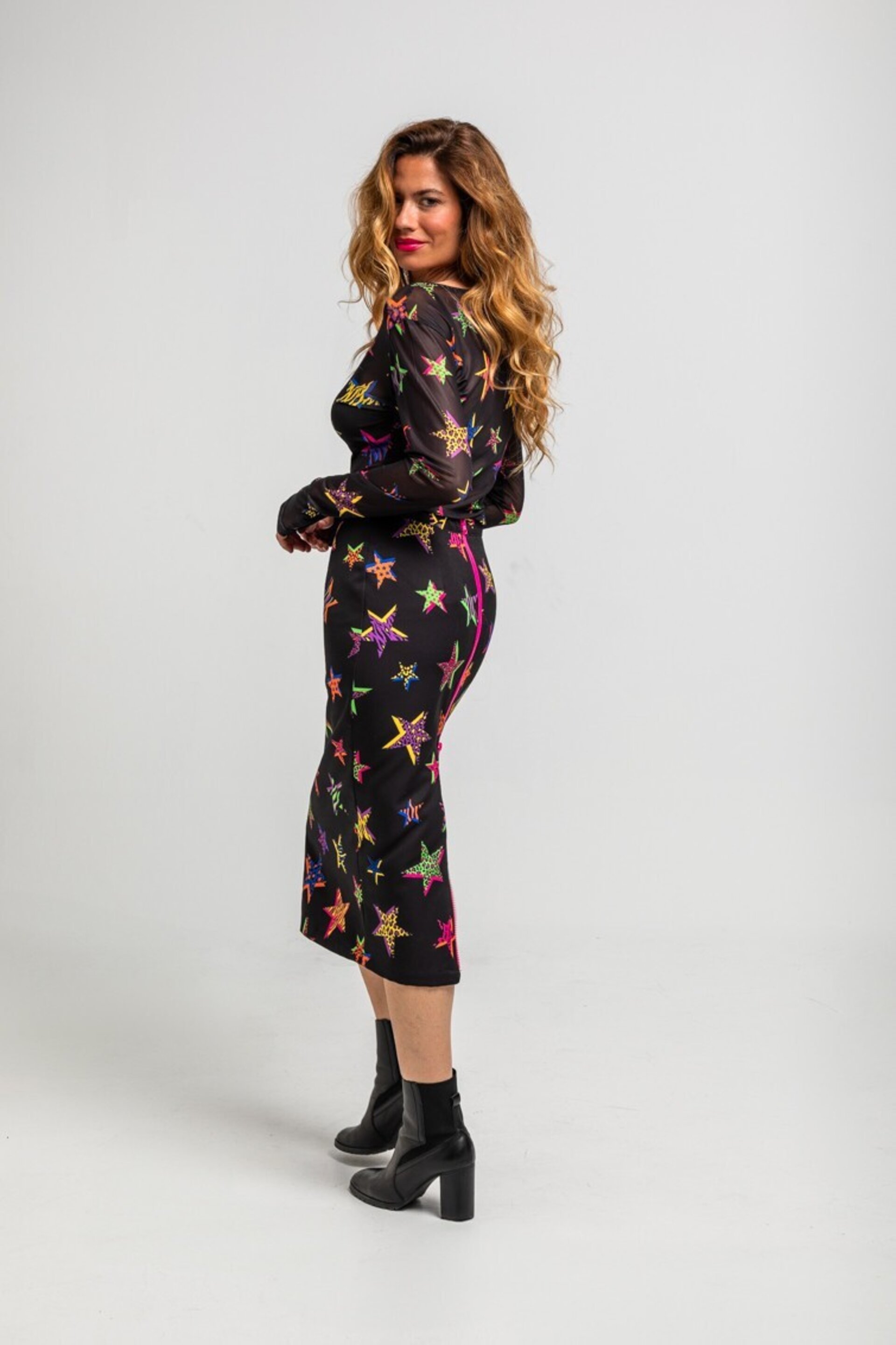 Falda tuvo cremallera espalda de estampado de estrellas con animal print de loli - 2