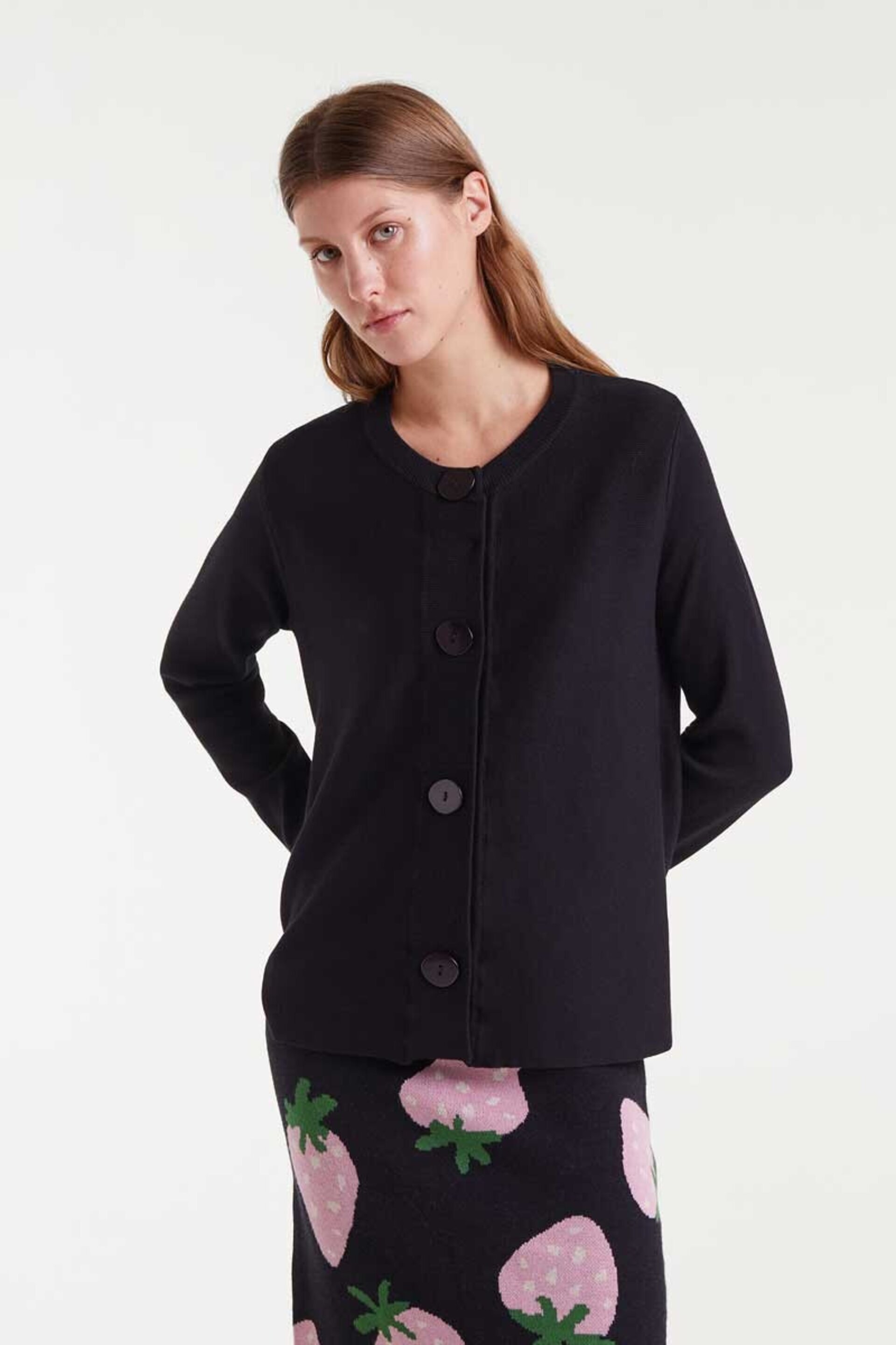 Cardigan de punto negro en forma de A compañía fantástica - 2