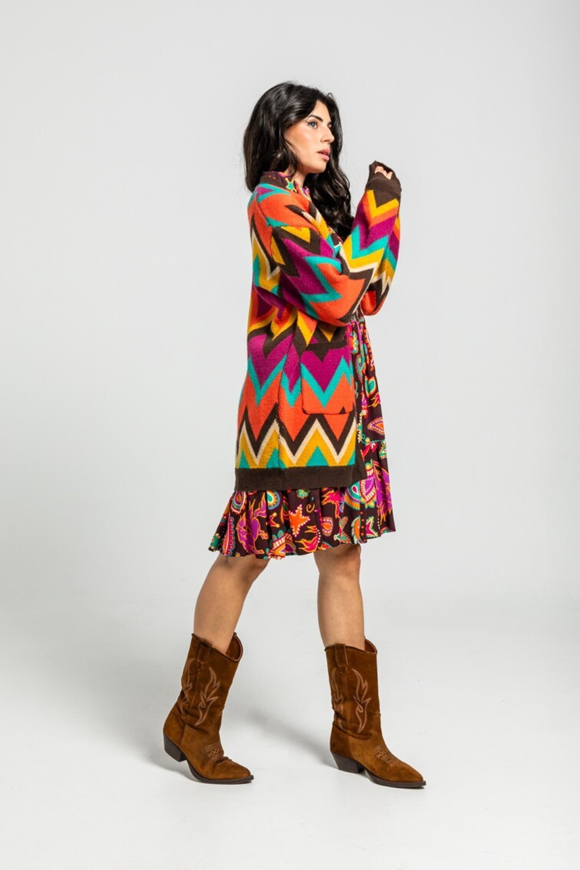 Vestido estampado paisley marrón chocolate de la marca Lolina - 2