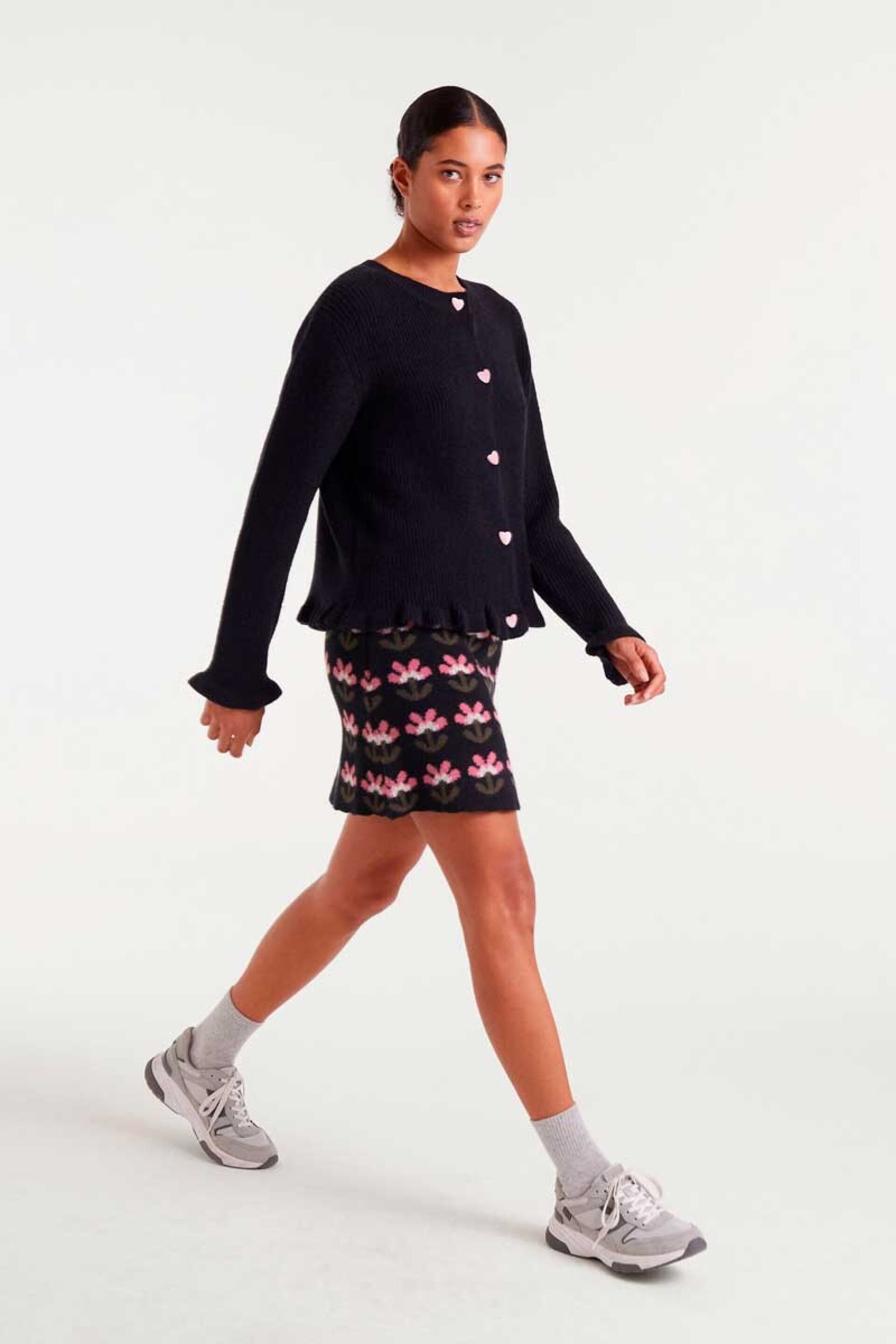 Cardigan punto negro con detalle de corazones compañía fantástica - 4