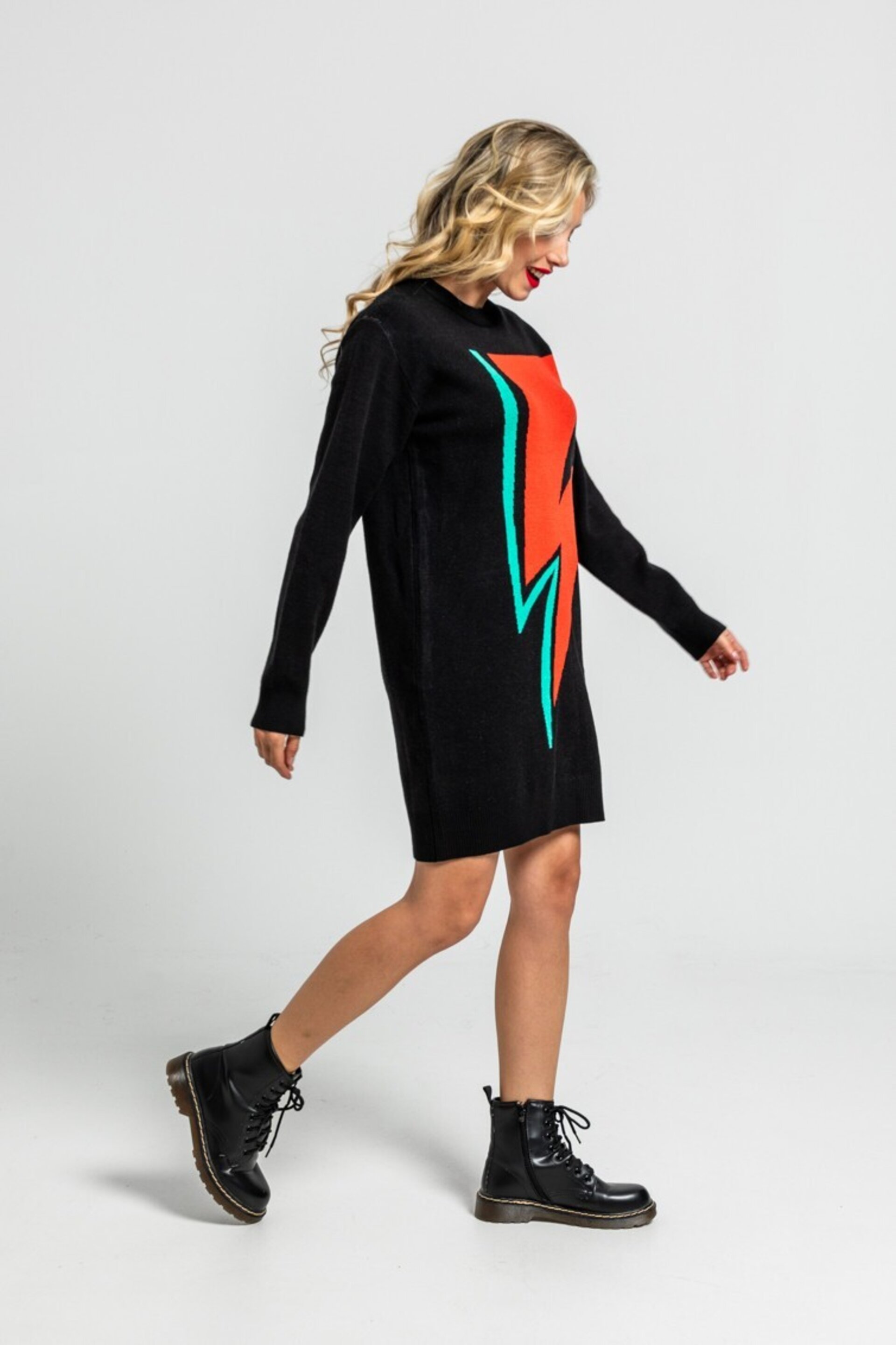 Vestido punto tejido negro con rayo let's dance lolina - 2