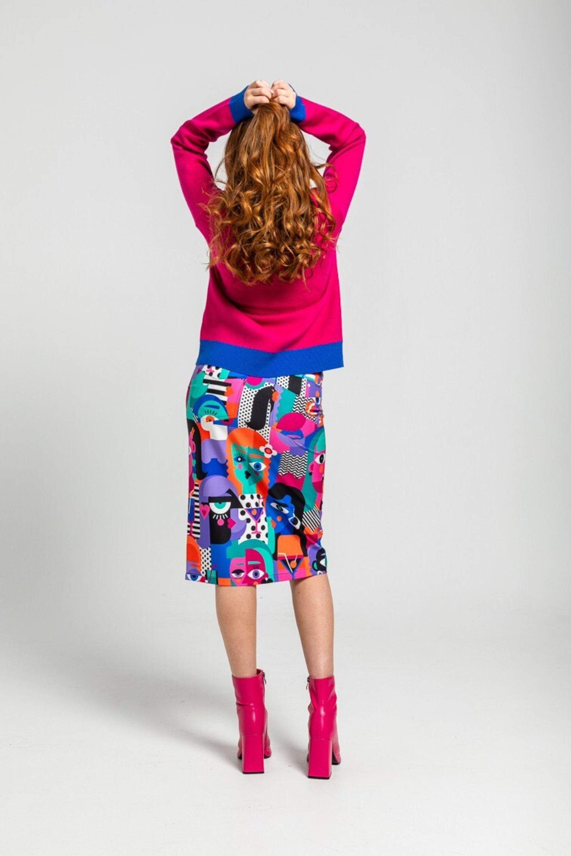 Falda midi jeans de estampado geométrico caras Picasso lolina - 3