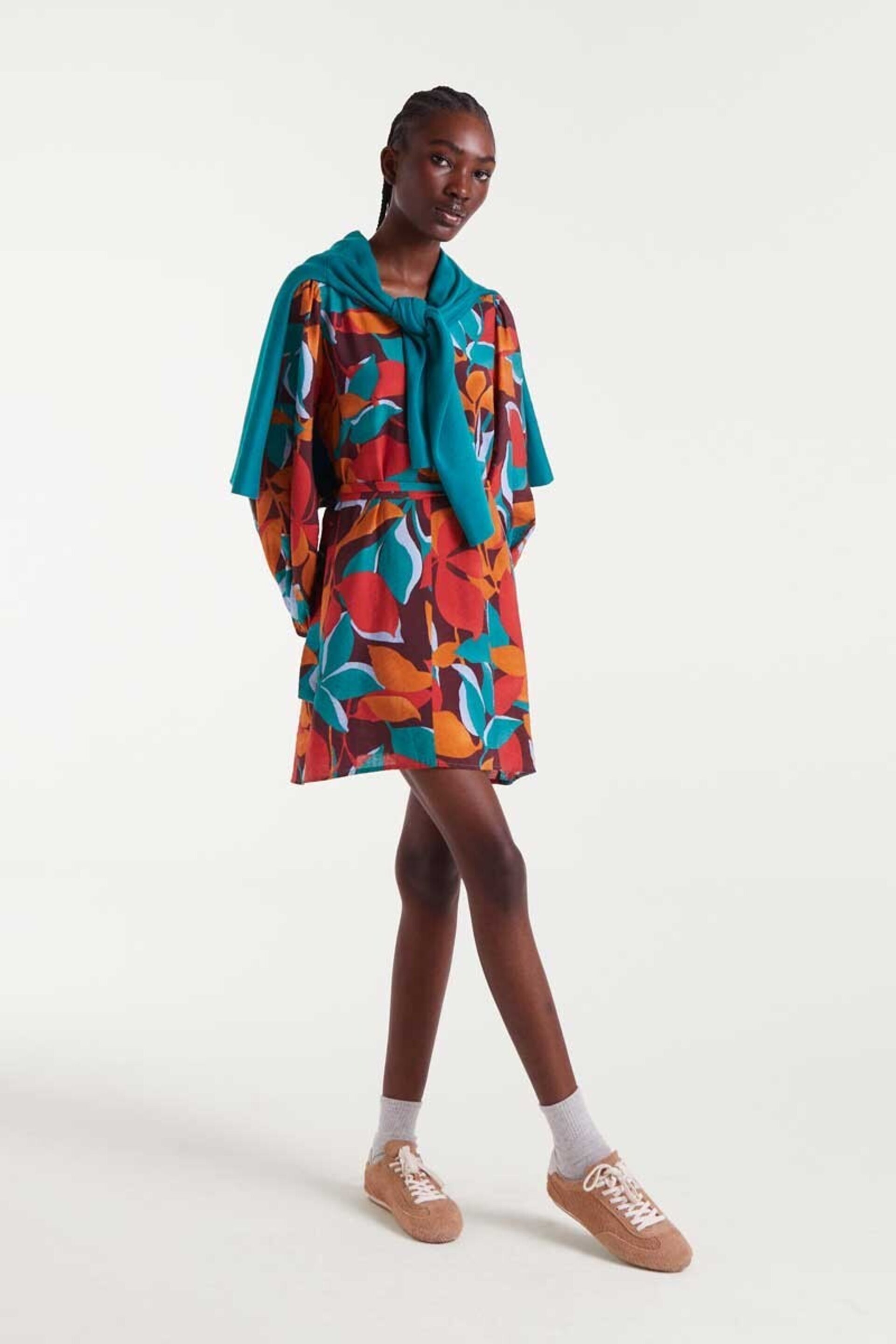 Vestido corto crepé ligero con estampado Ponciana - 4