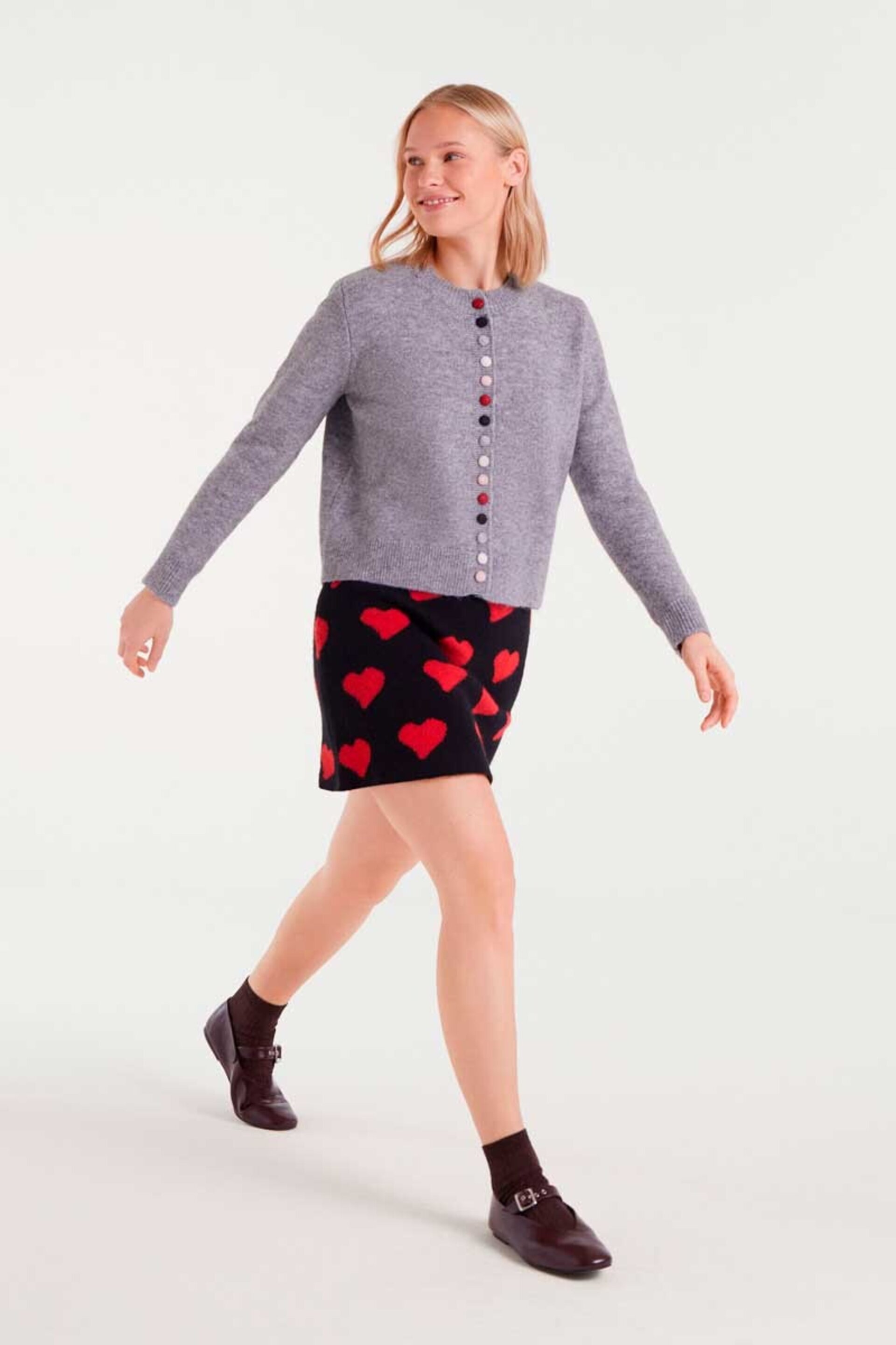 Cardigan de punto cuello redondo gris compañía fantástica - 4