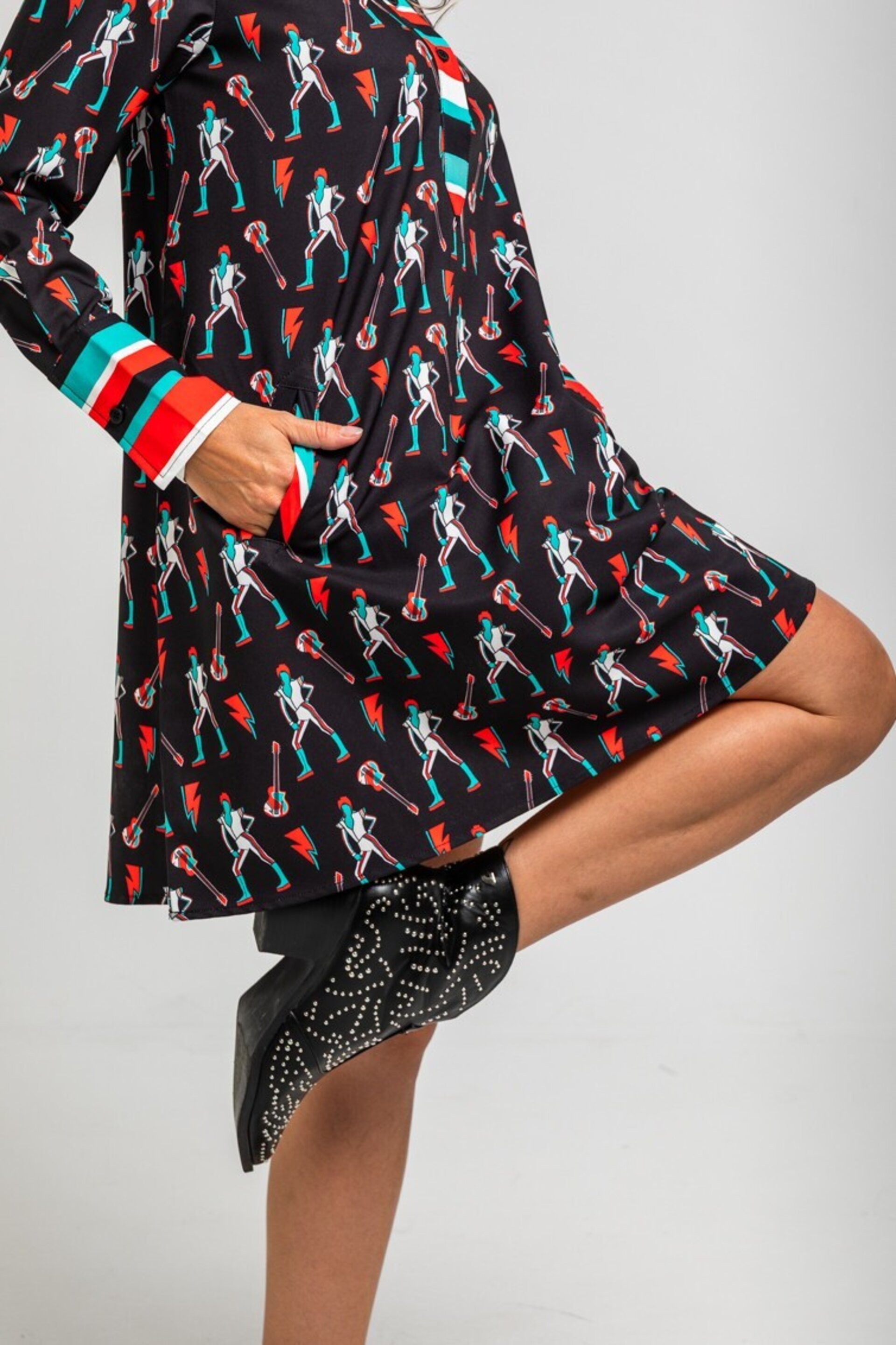 Vestido corte A de estampado de Bowie y rayos de Lolina - 3