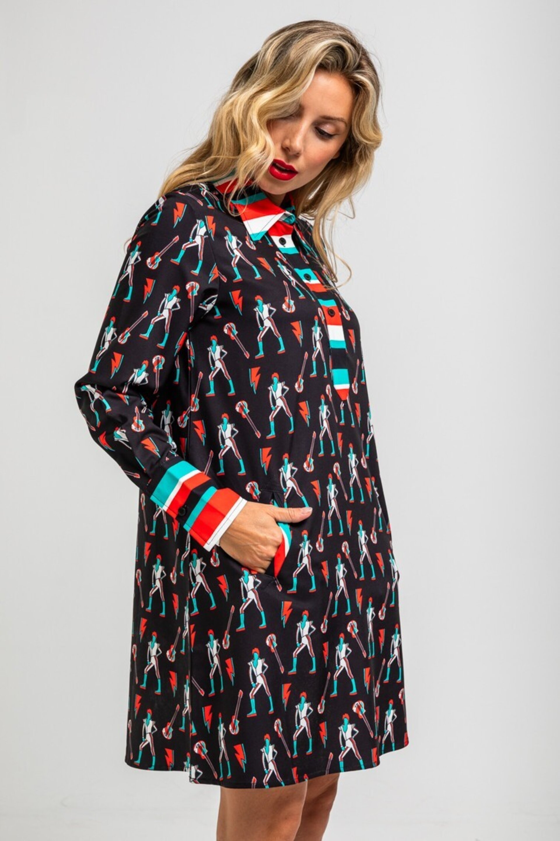 Vestido corte A de estampado de Bowie y rayos de Lolina - 5