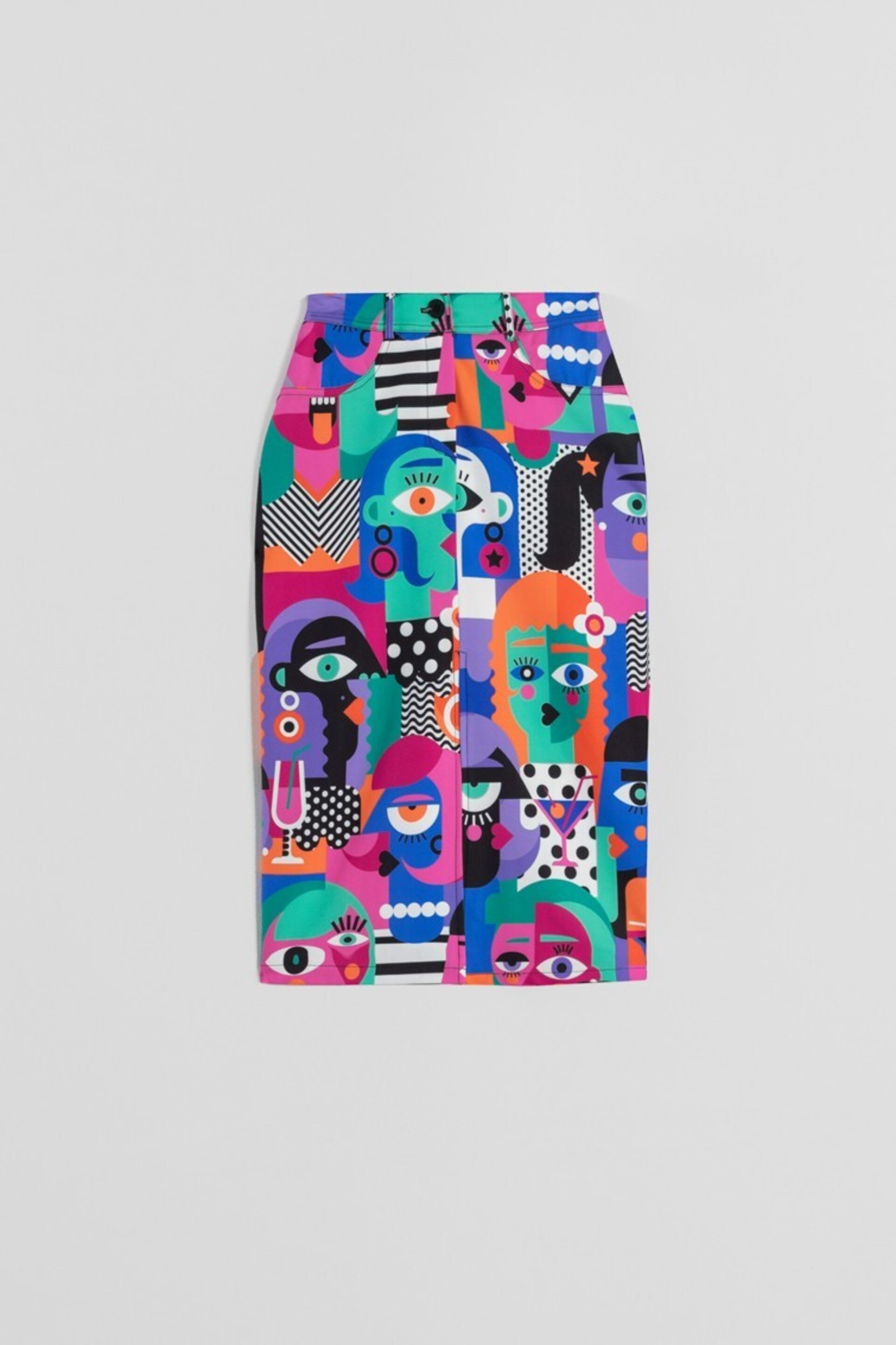 Falda midi jeans de estampado geométrico caras Picasso lolina - 4