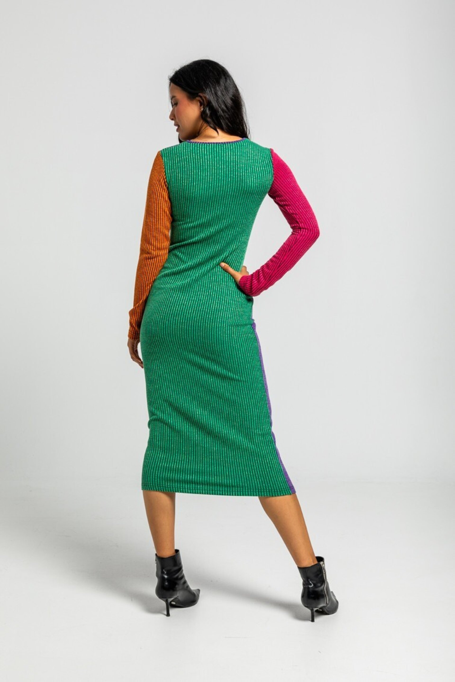 Vestido canalé entallado multicolor caótica de lolina - 5