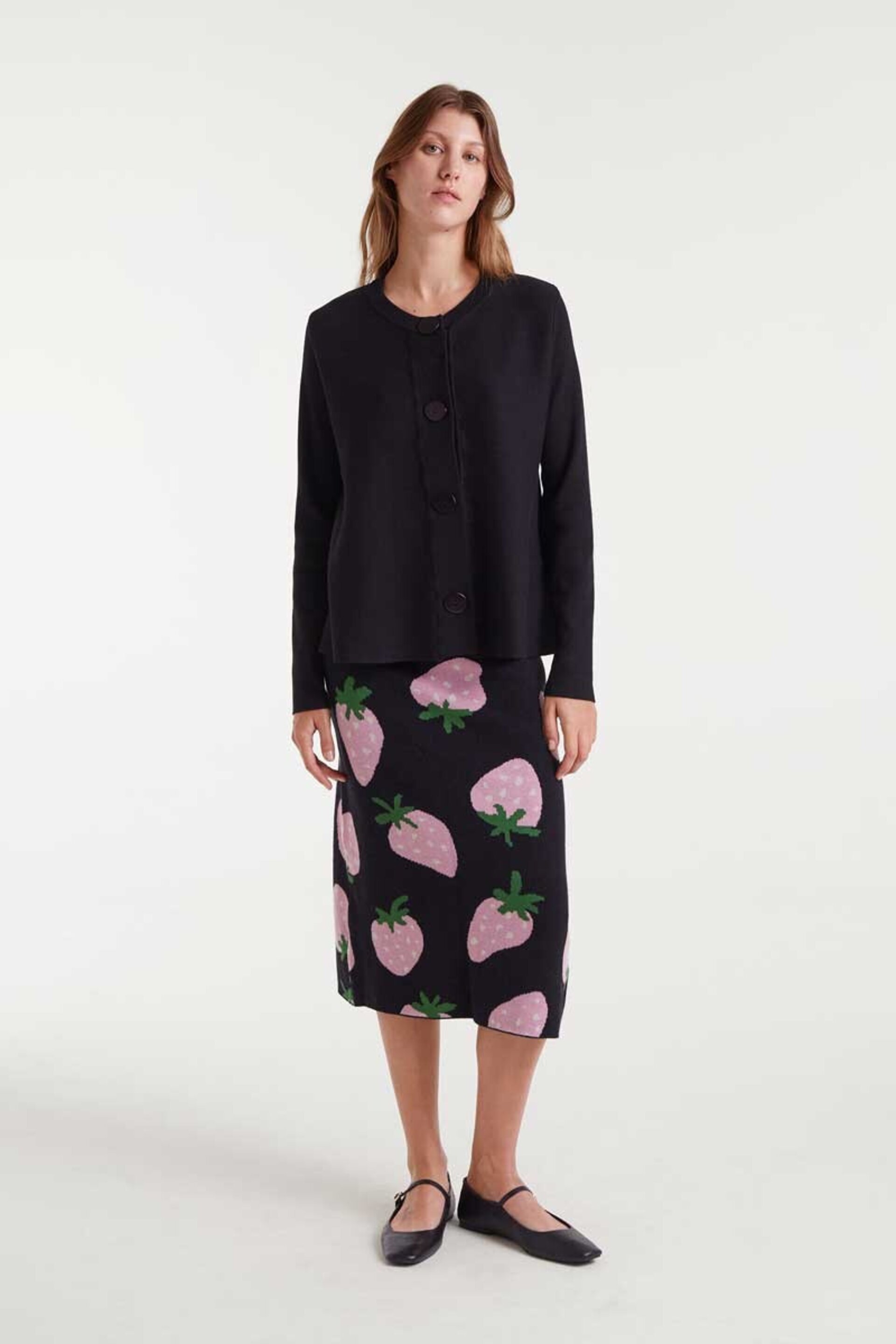 Cardigan de punto negro en forma de A compañía fantástica - 1