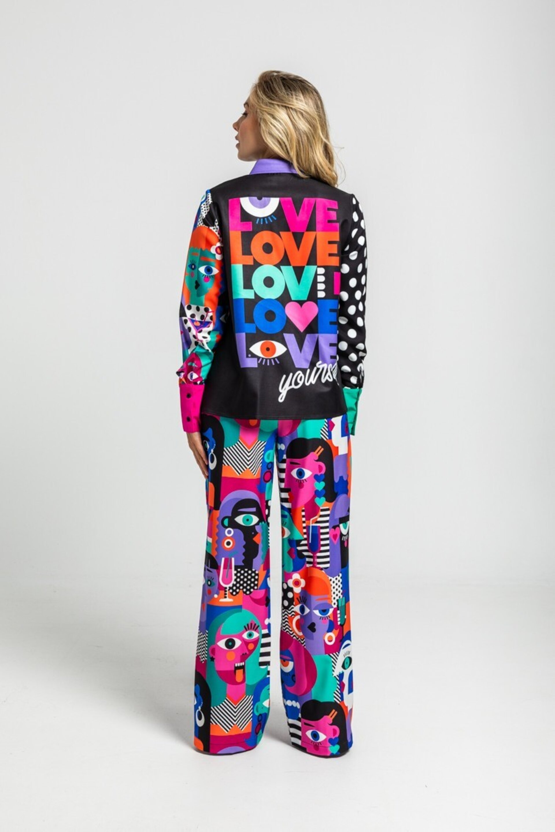Camisa combinada de estampado geométrico caras Picasso de Lolina - 2