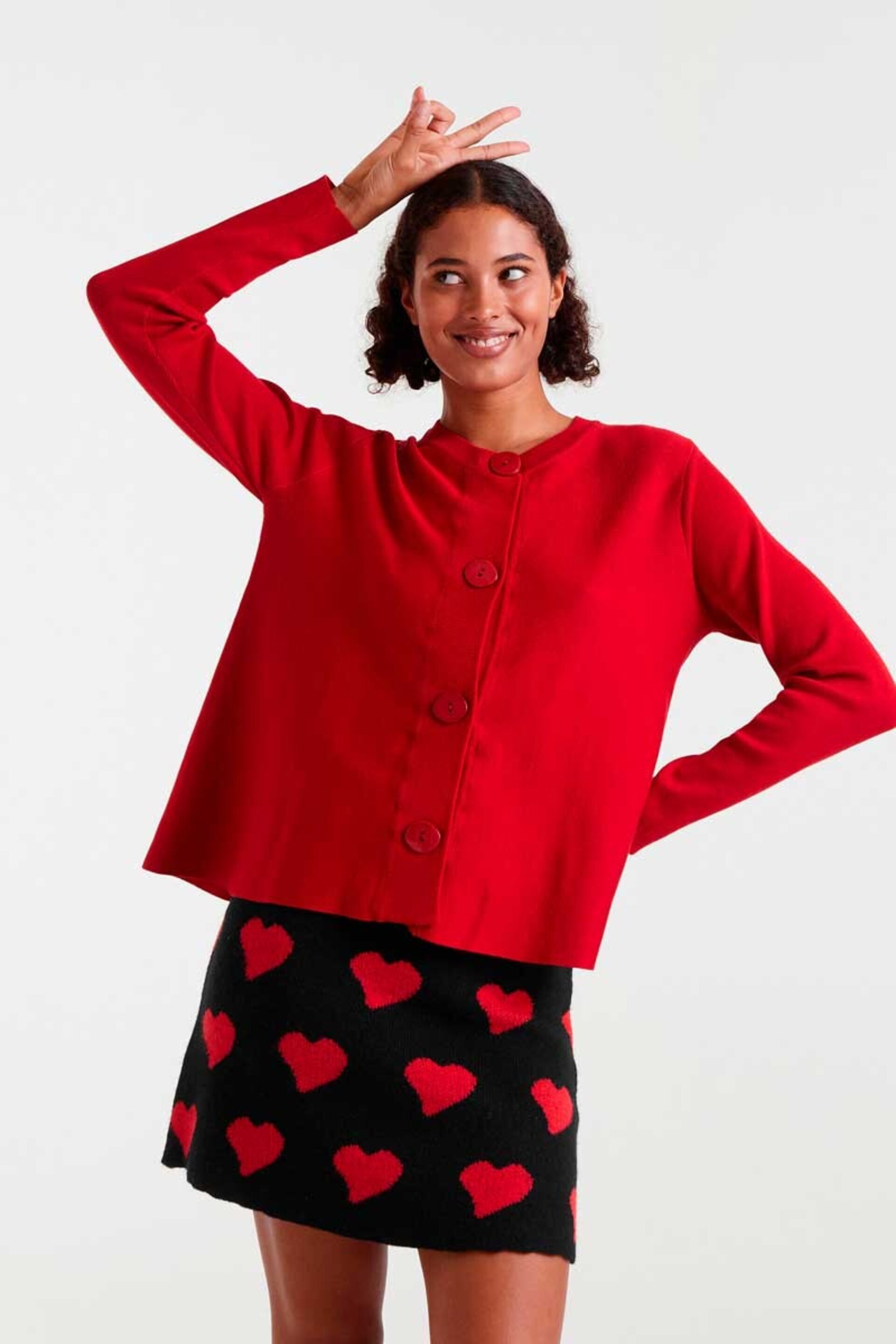 Cardigan de punto de base rojo compañía fantástica - 3