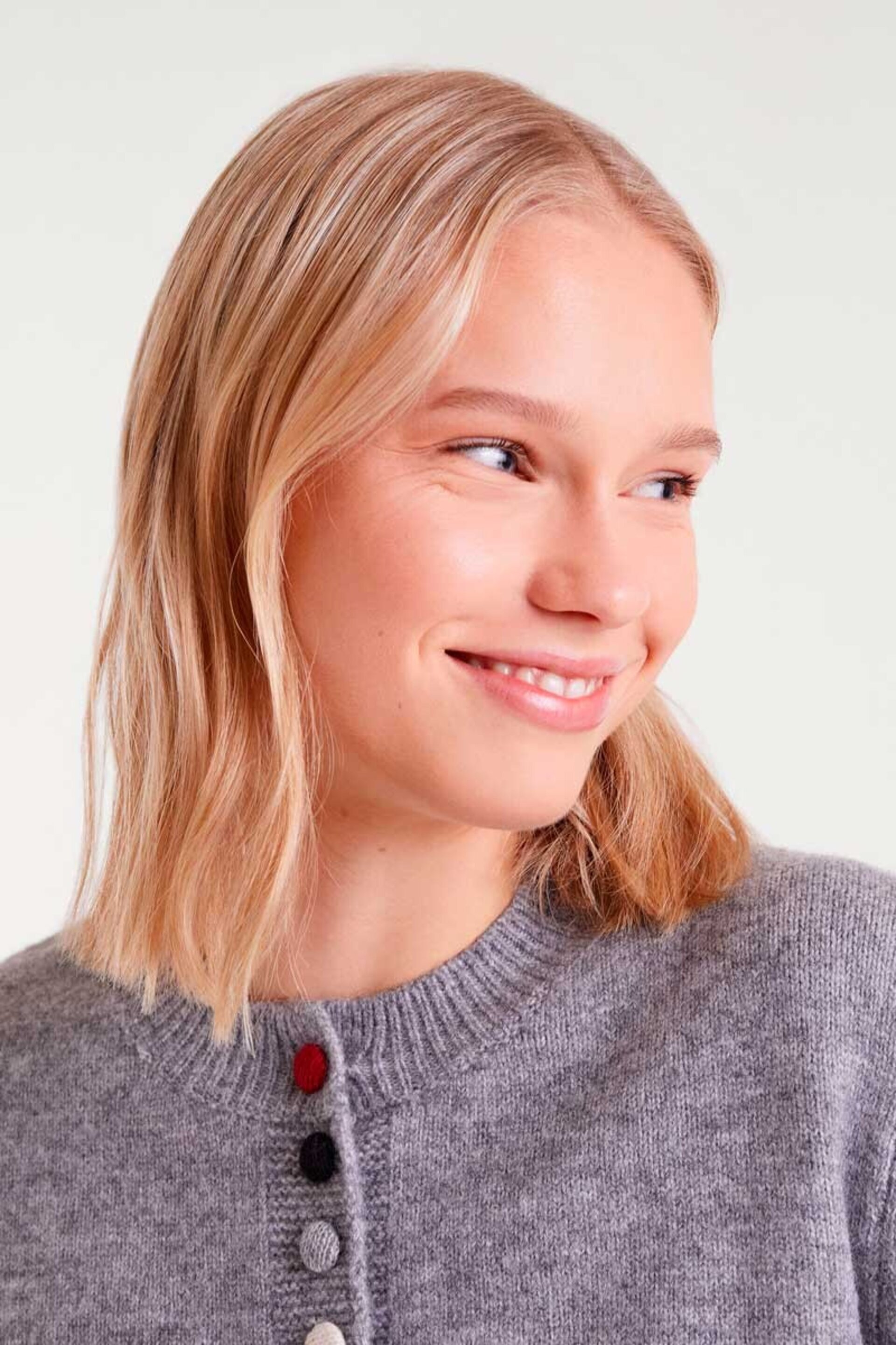 Cardigan de punto cuello redondo gris compañía fantástica - 2