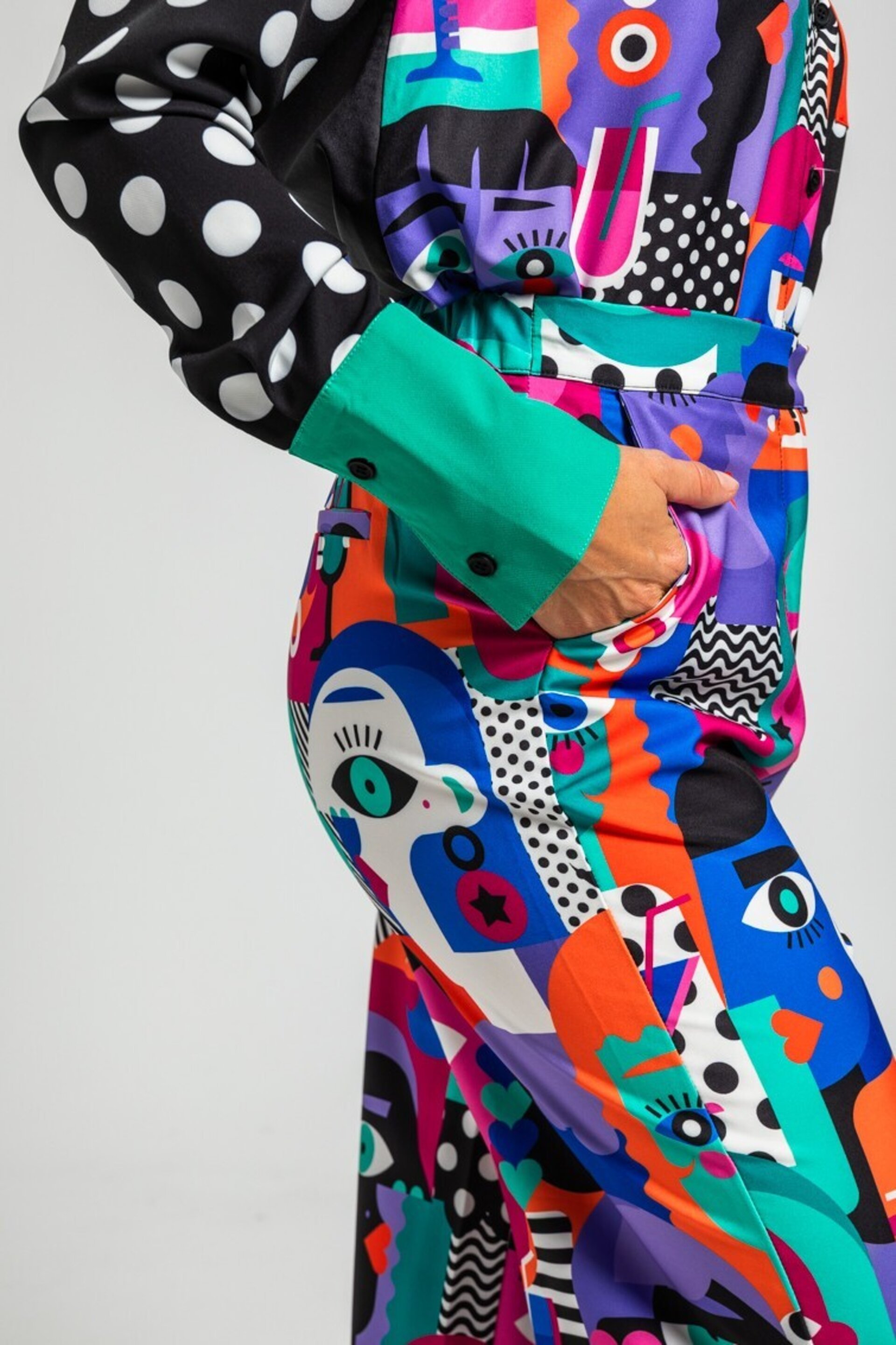 Camisa combinada de estampado geométrico caras Picasso de Lolina - 3
