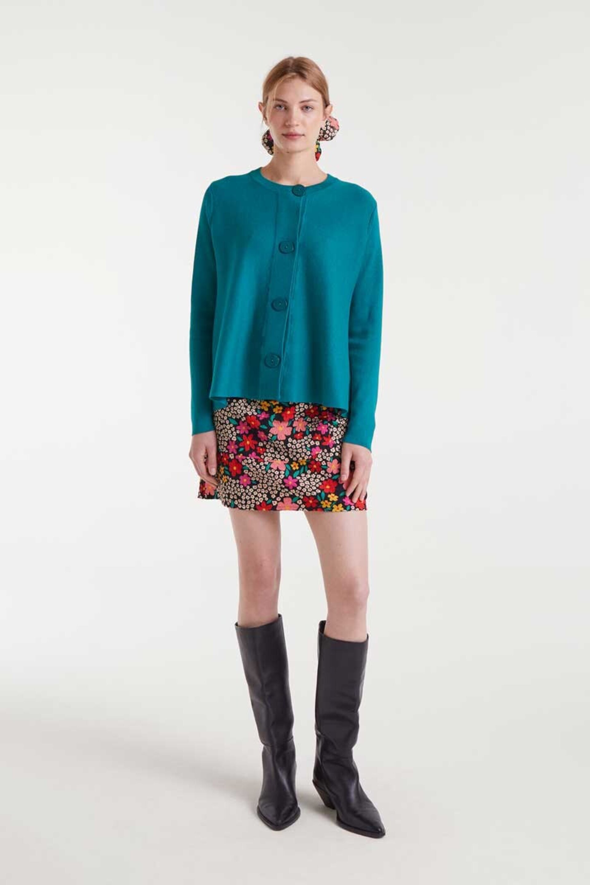 Cardigan de punto evasé verde compañía fantástica - 1