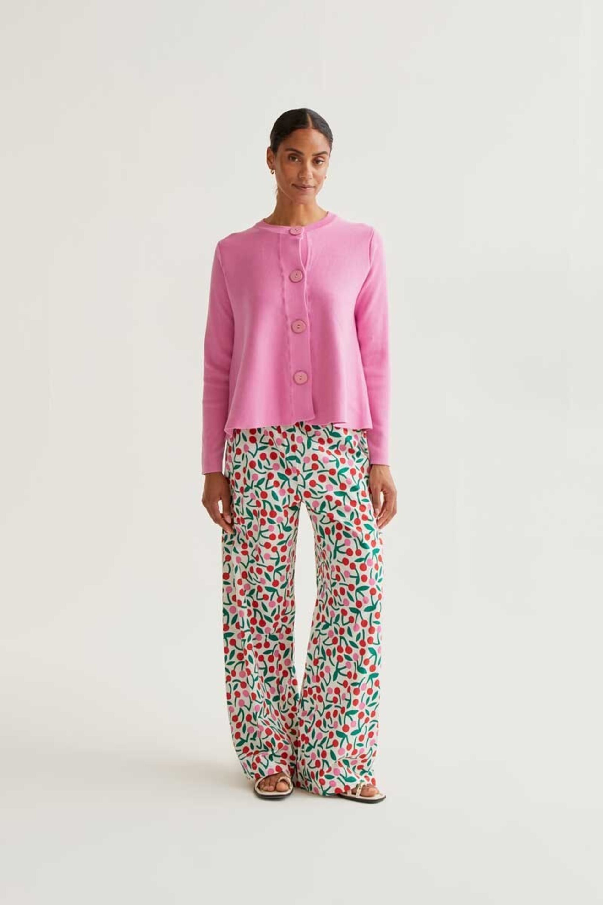 Cardigan punto Botones rosa corte A compañía fantástica - 3