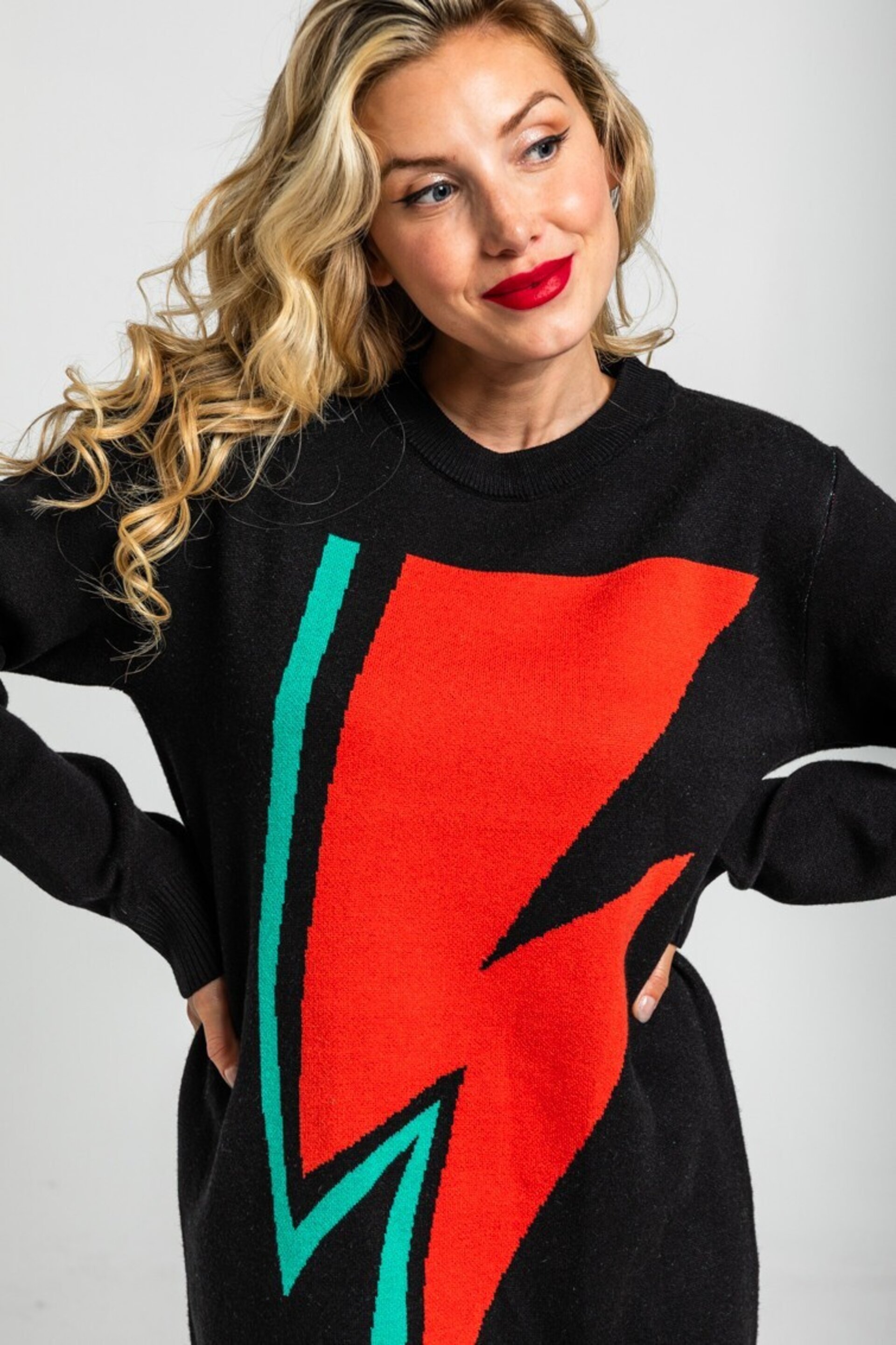 Vestido punto tejido negro con rayo let's dance lolina - 3